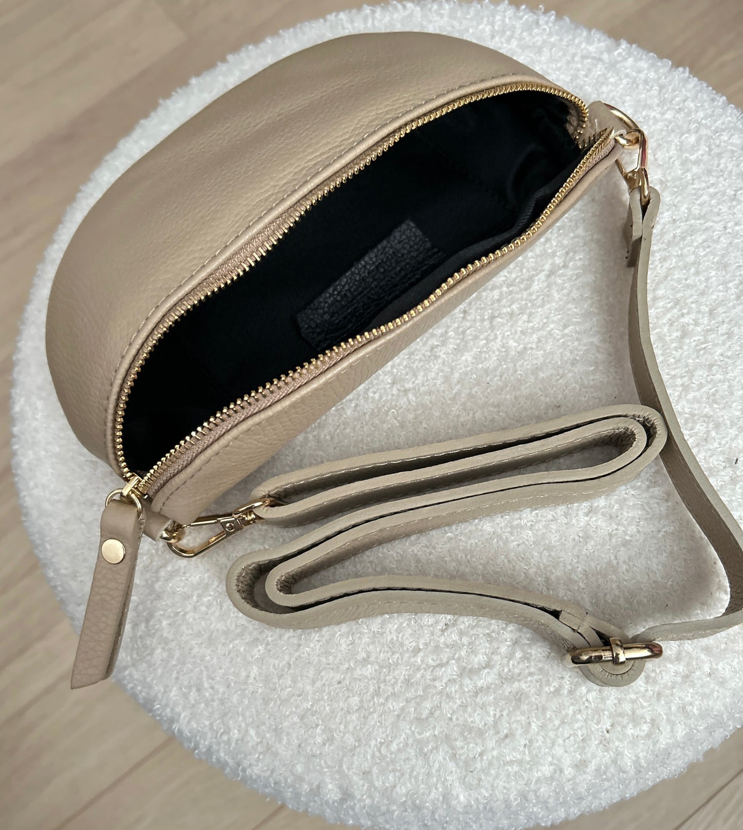 Leren schoudertas - Liora taupe/beige