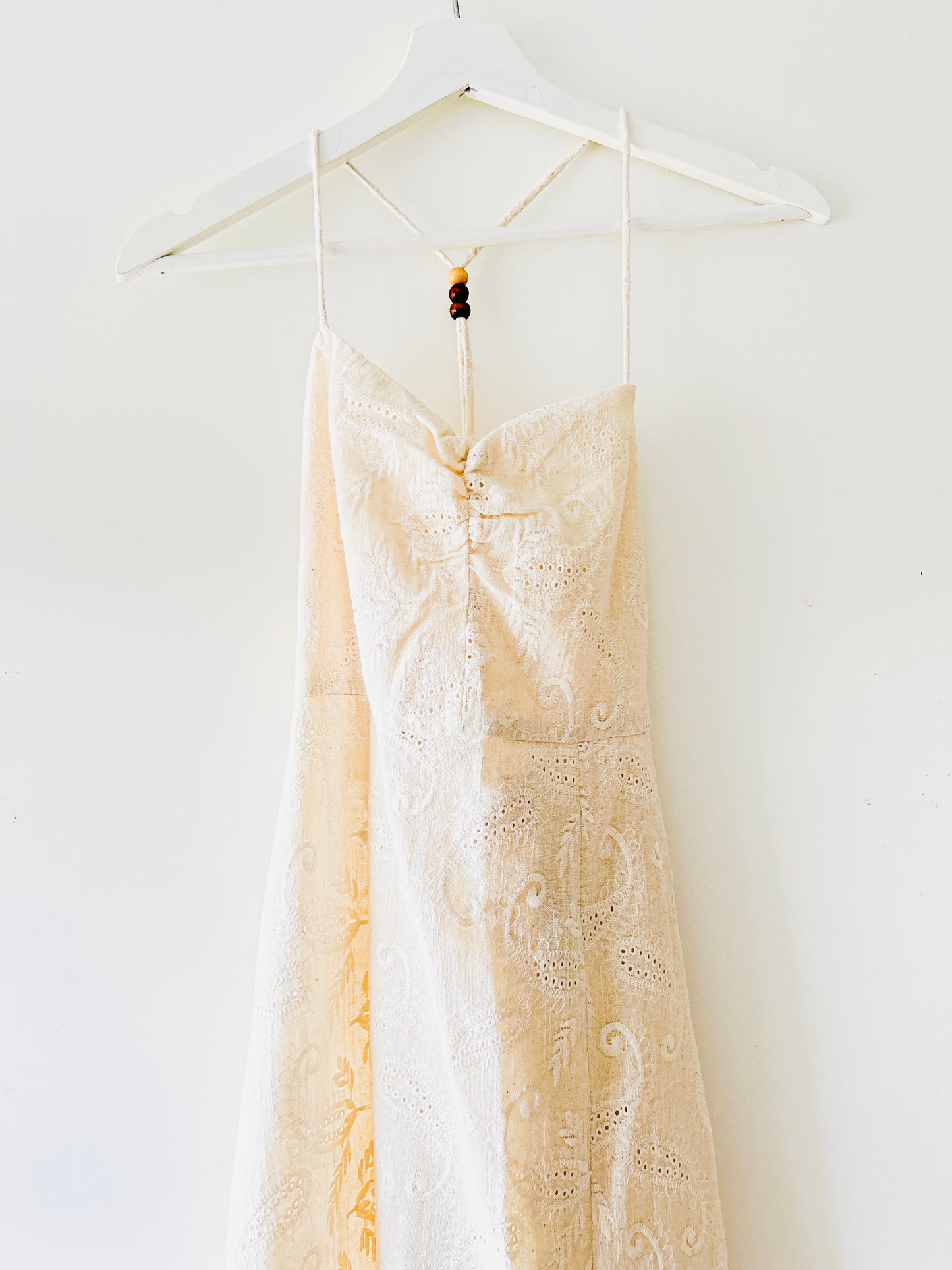 Ecru embroidered long dress Zara