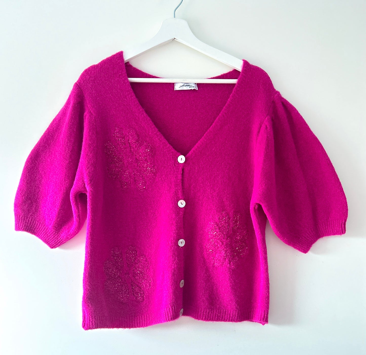 Knitted vest - Dina fuchsia/gold