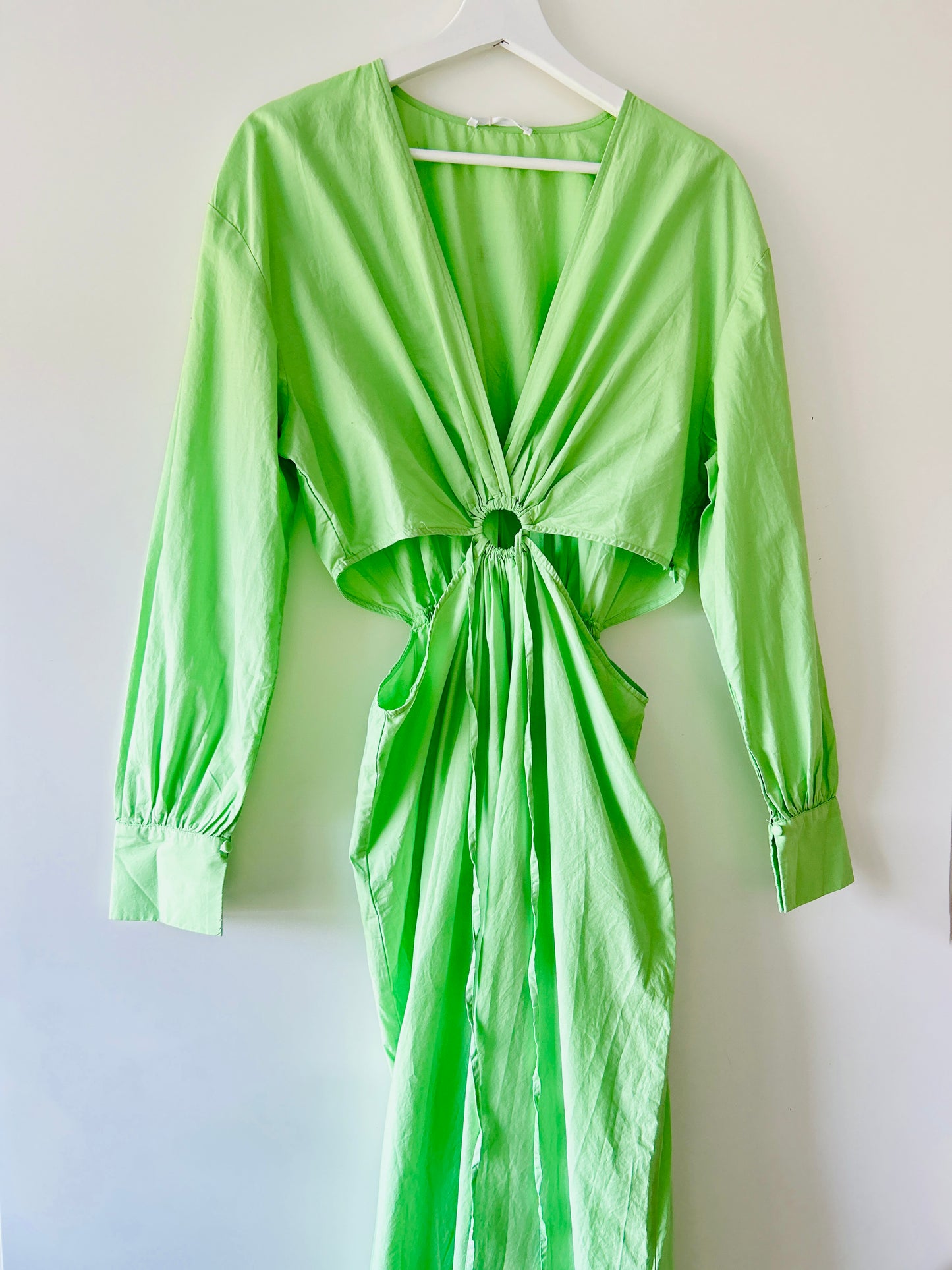Bright green long dress Mango