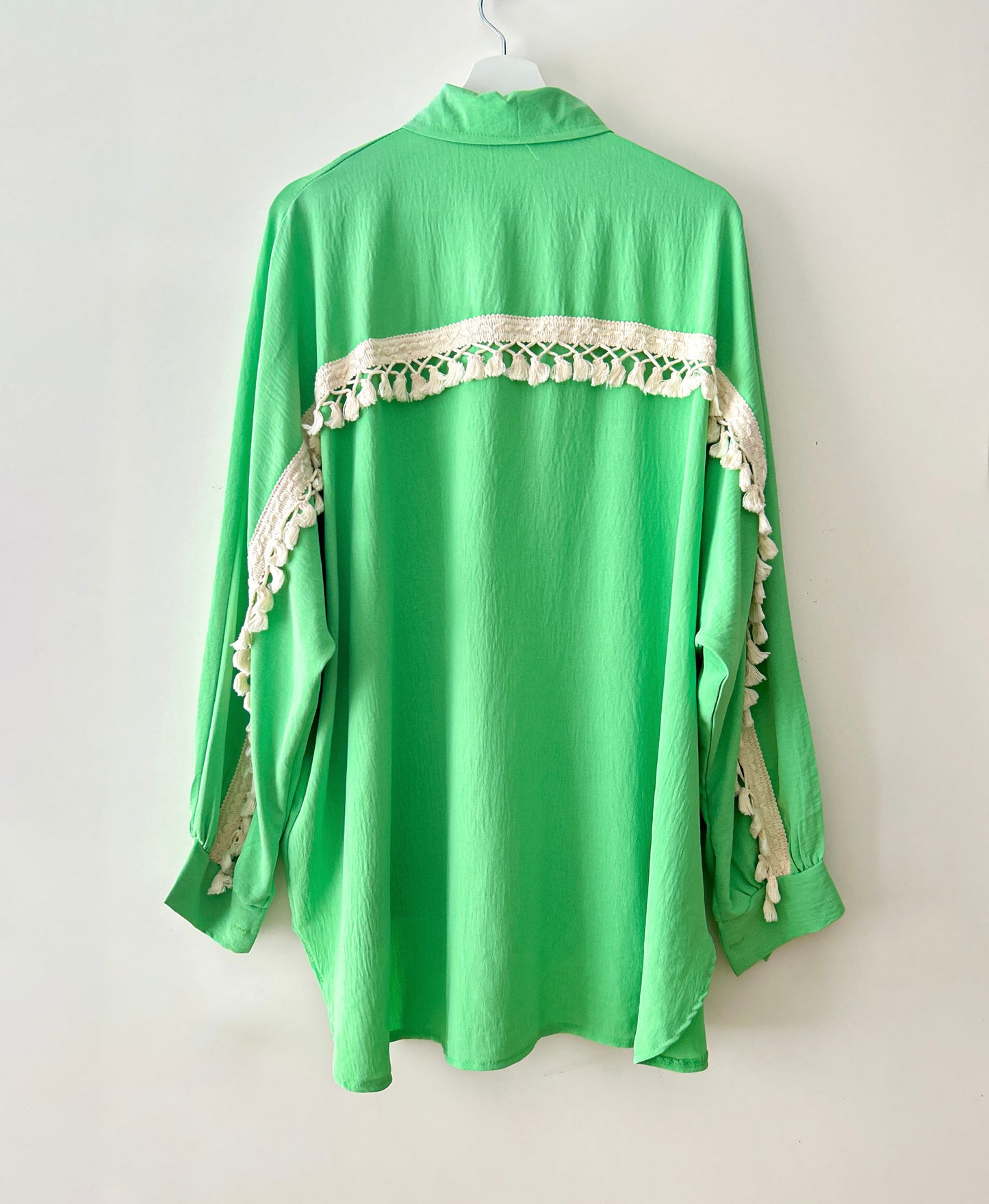 Neon-groene oversized blouse met borduur