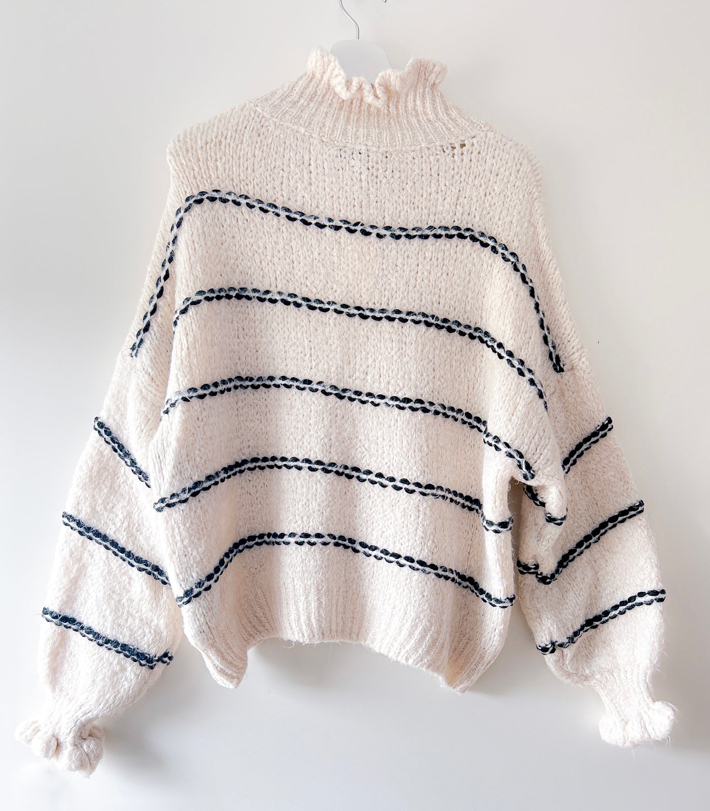 Knitted Vest - Ruffle Chic Black Stripe