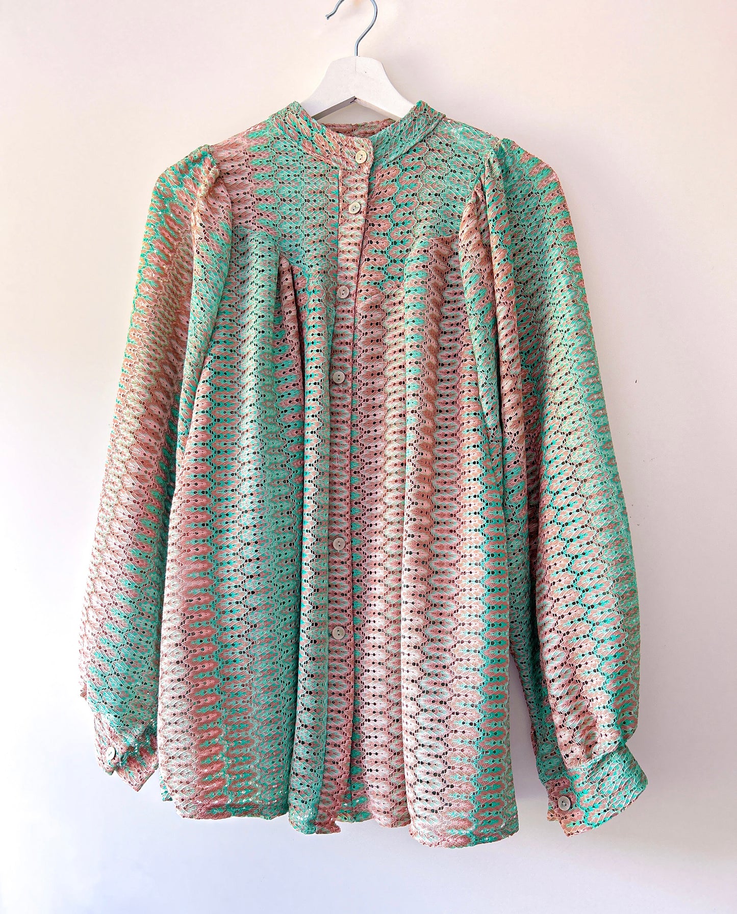 Blouse - Hailey mintgroen/roze