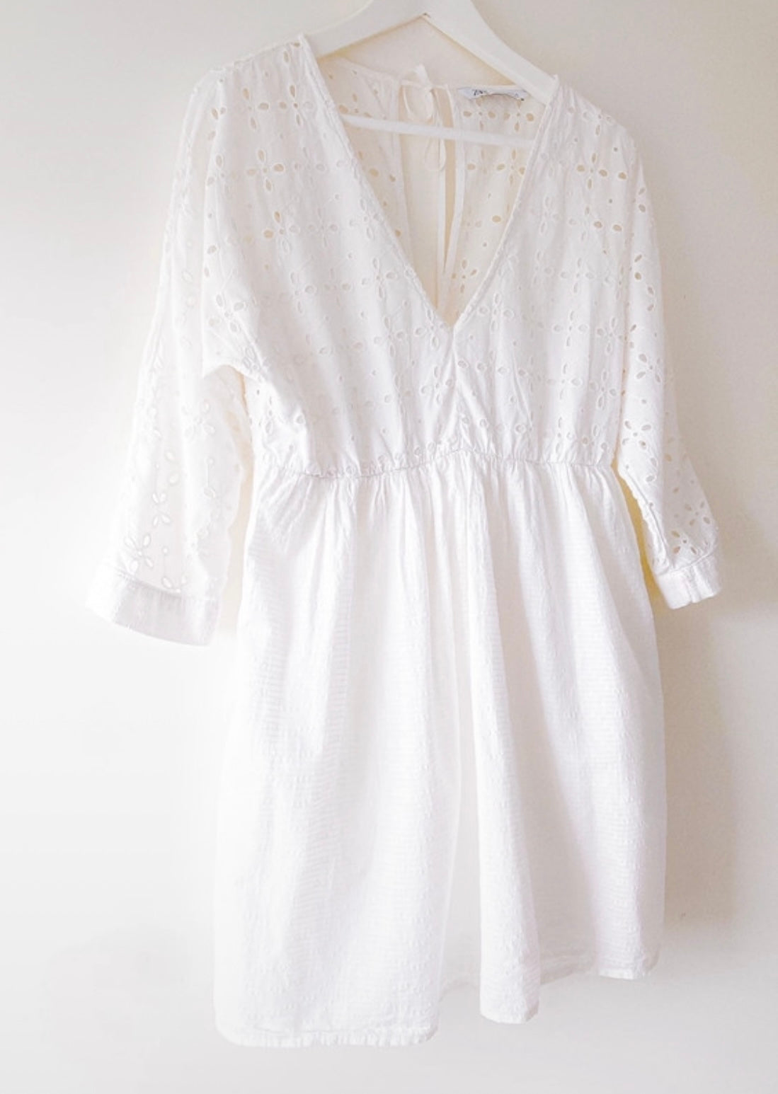 Zara White Embroidered Mini Dress