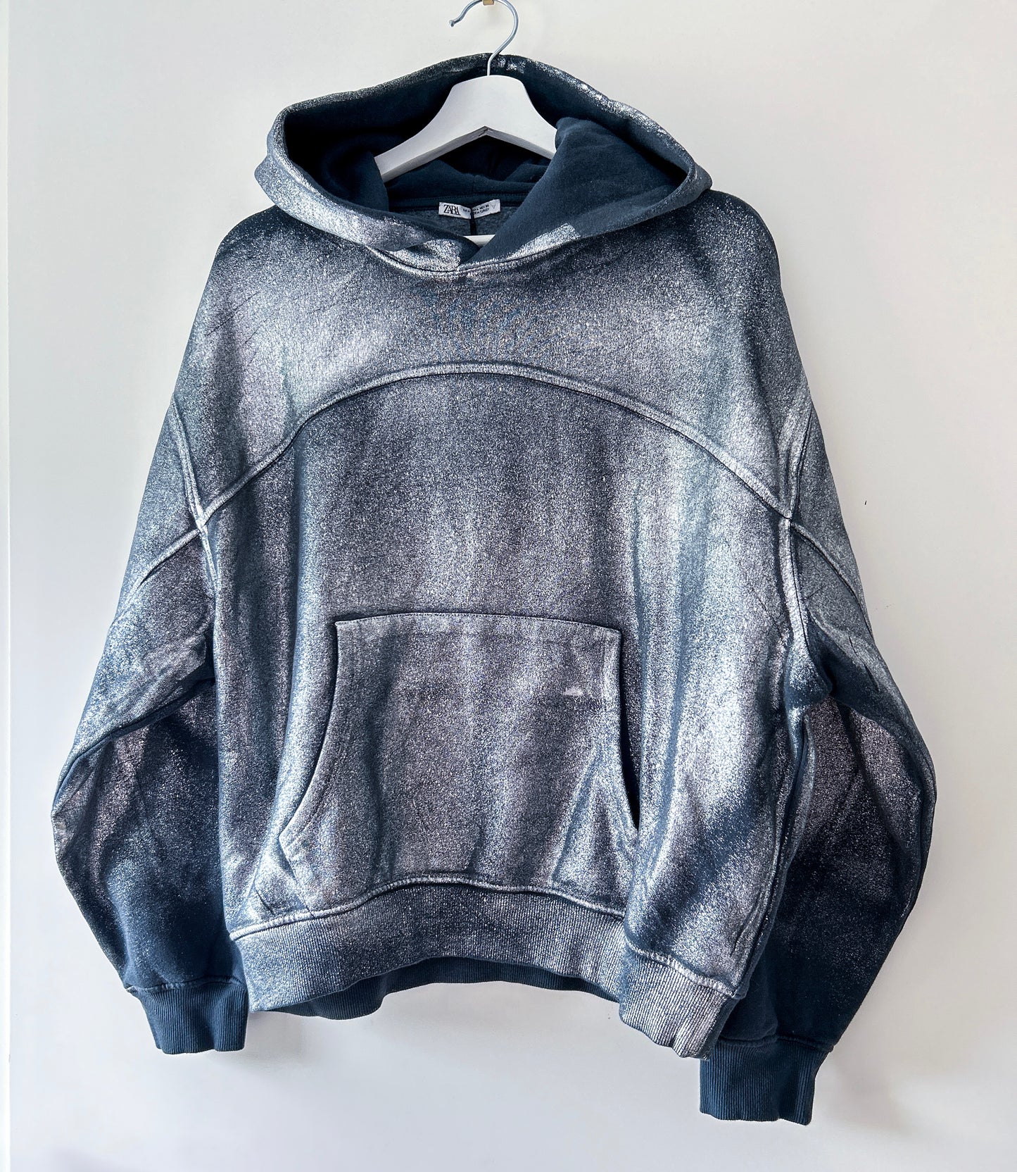 Metallic zwart/grijze hoodie Zara