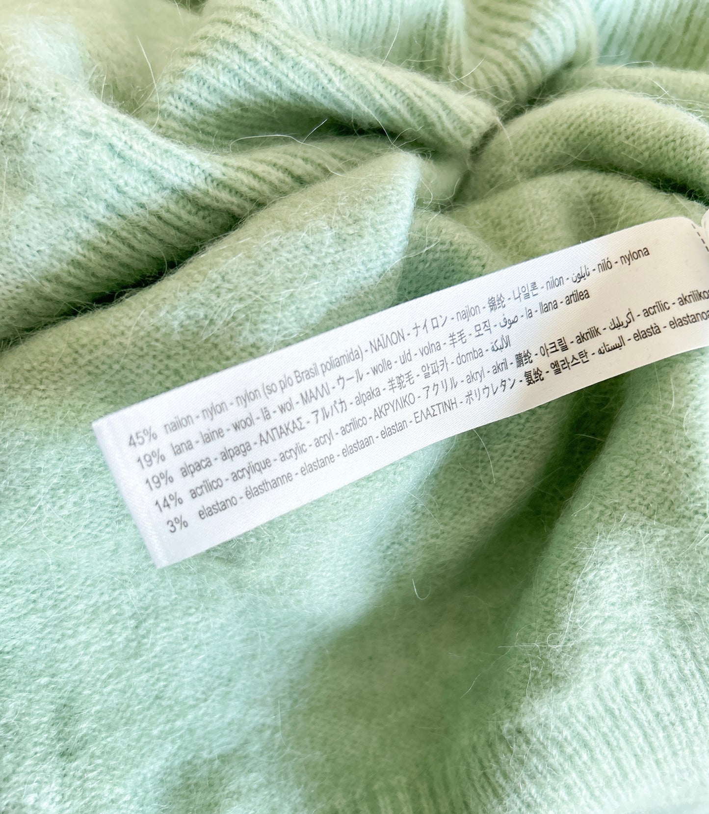 Mintgroene gebreide trui met alpaca Zara