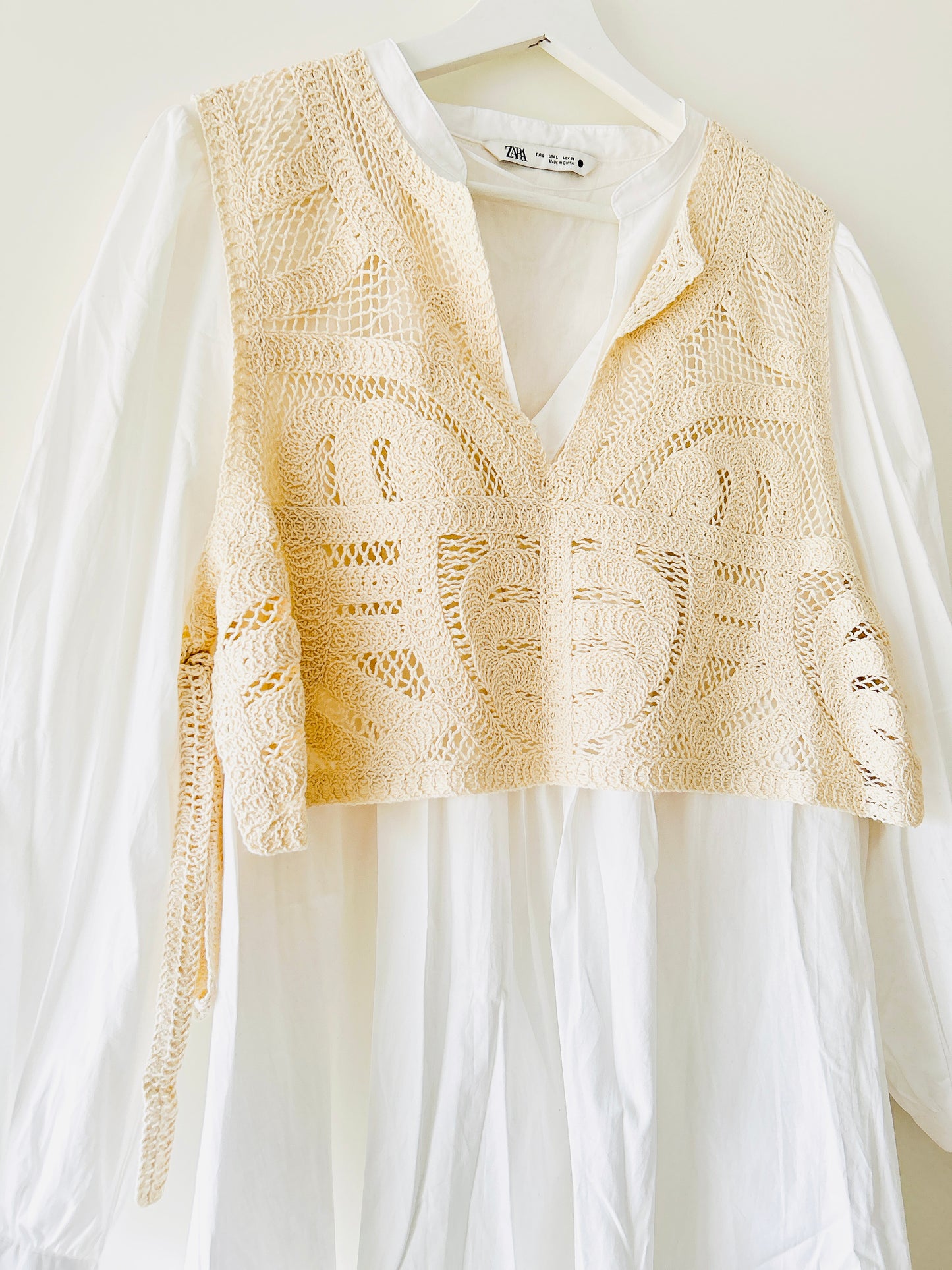 Crochet shirt dress with pinafore Zara