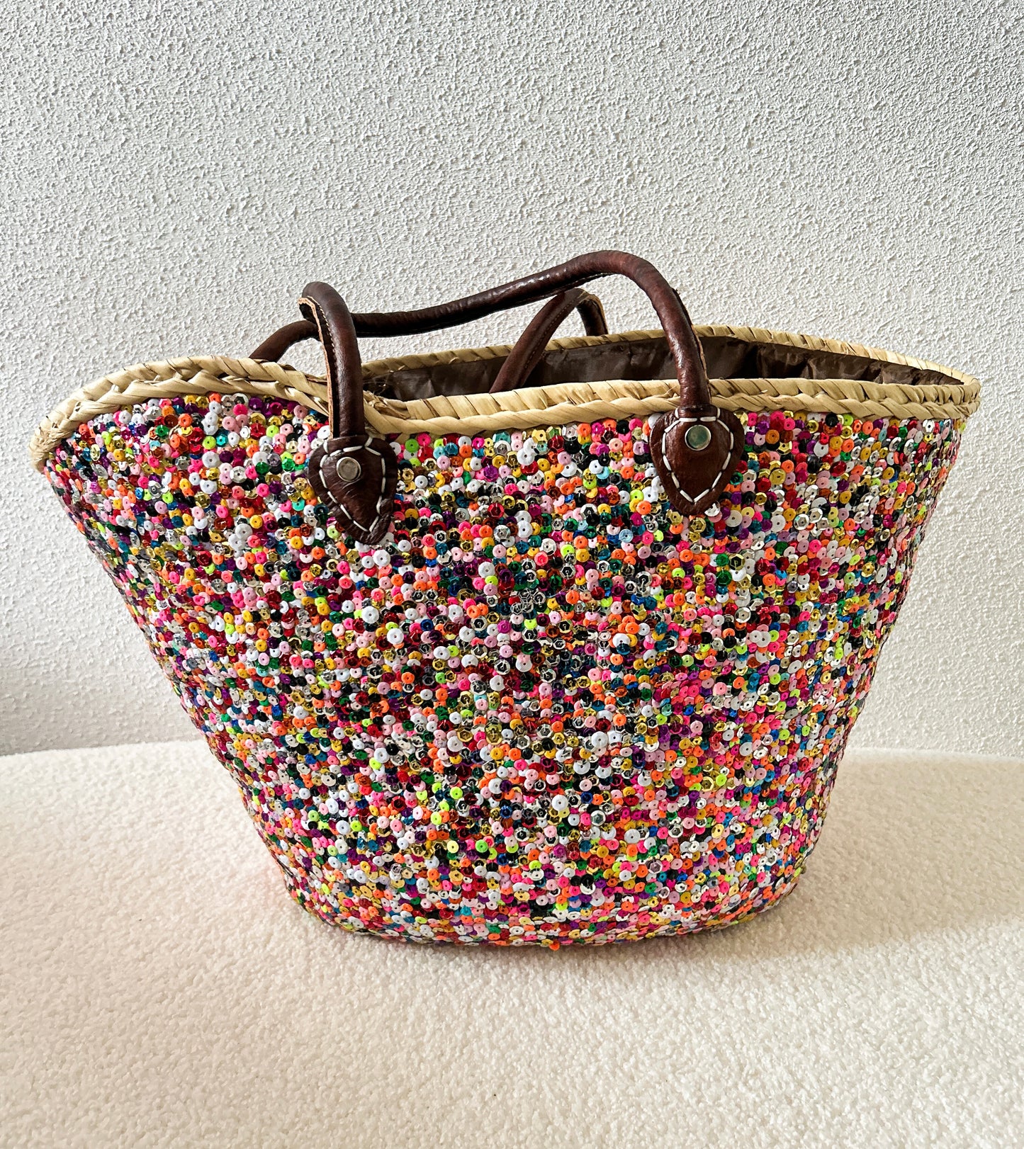 Multicolor paarse lovertjes strandtas