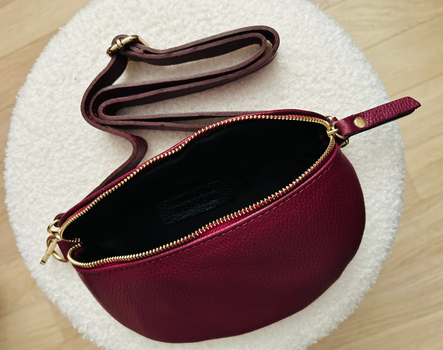 Leren schoudertas - Liora burgundy