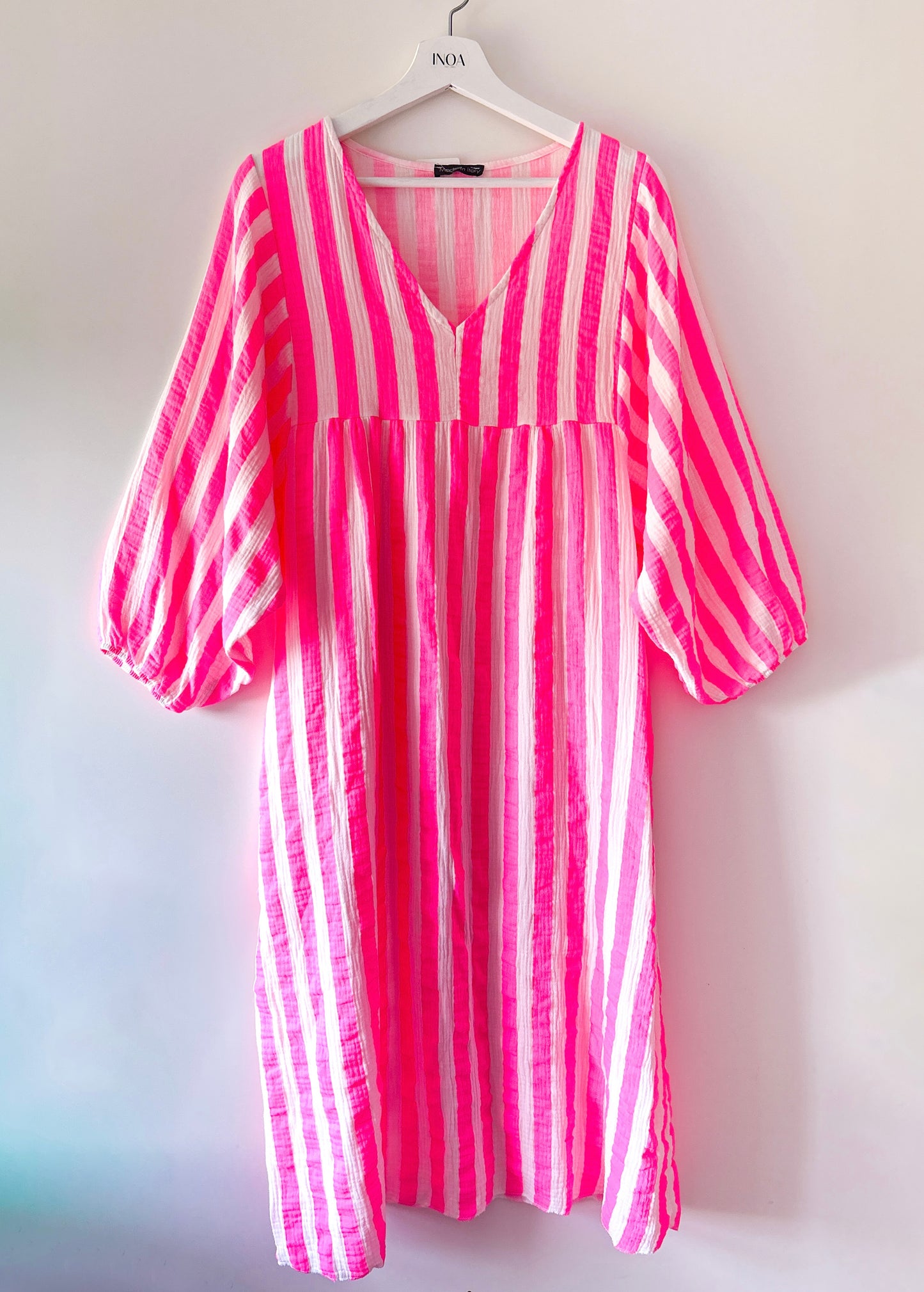 Lange jurk - Elza neon-roze