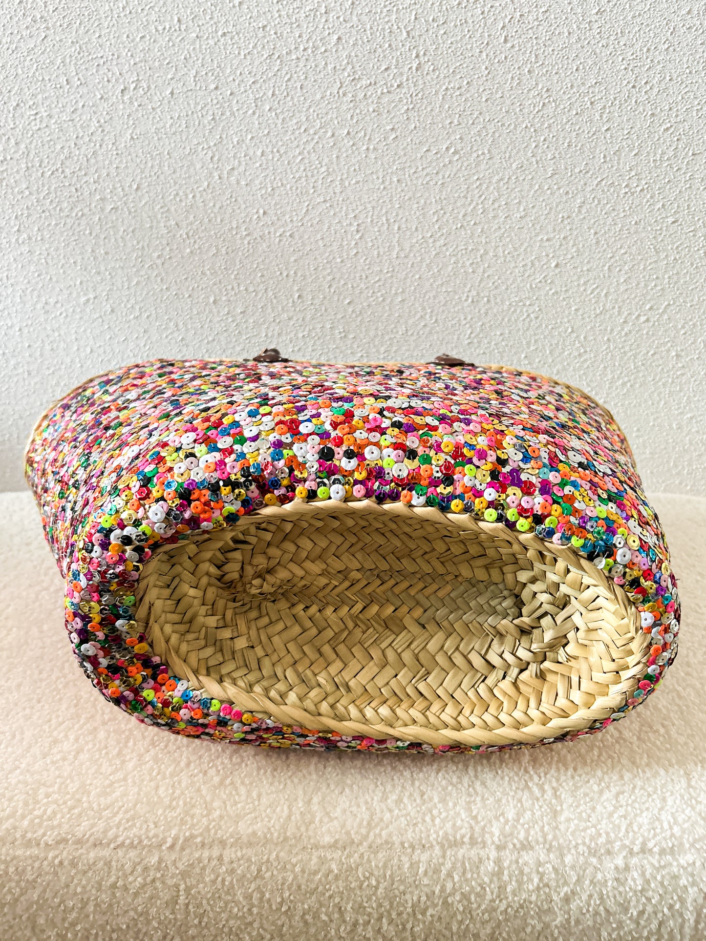 Multicolor paarse lovertjes strandtas