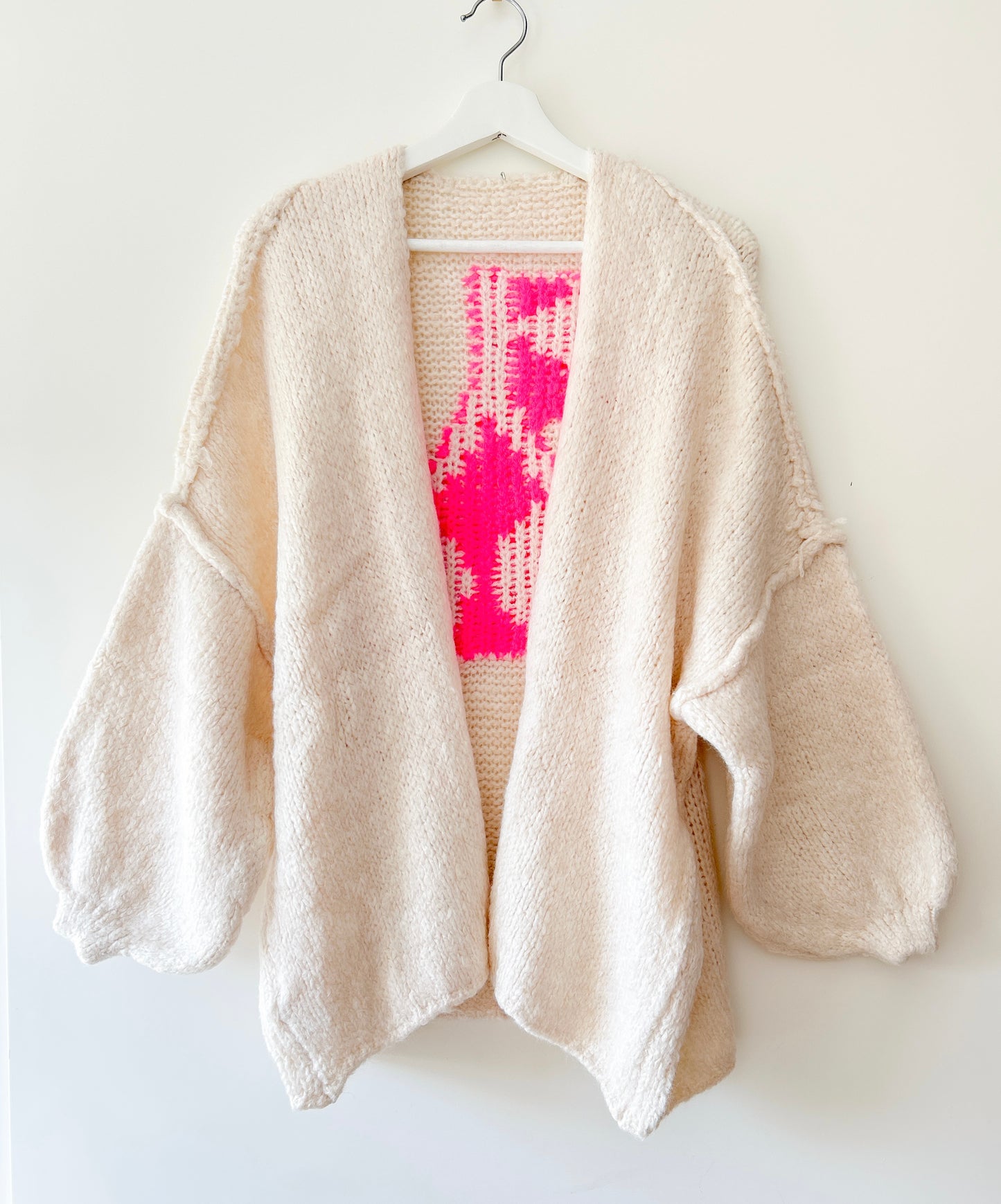 Knitted Cardigan Cream - Lola cherry ecru/pink