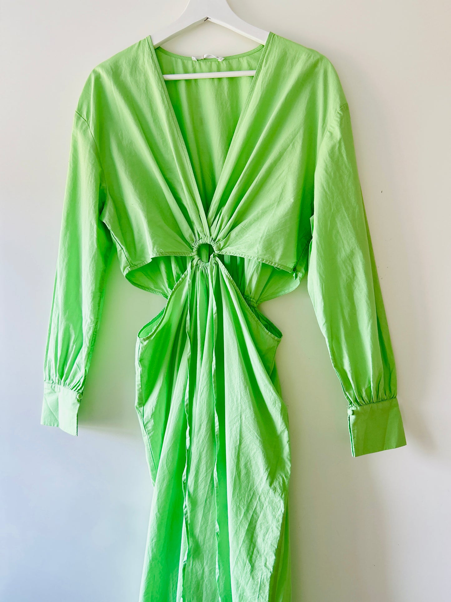Bright green long dress Mango