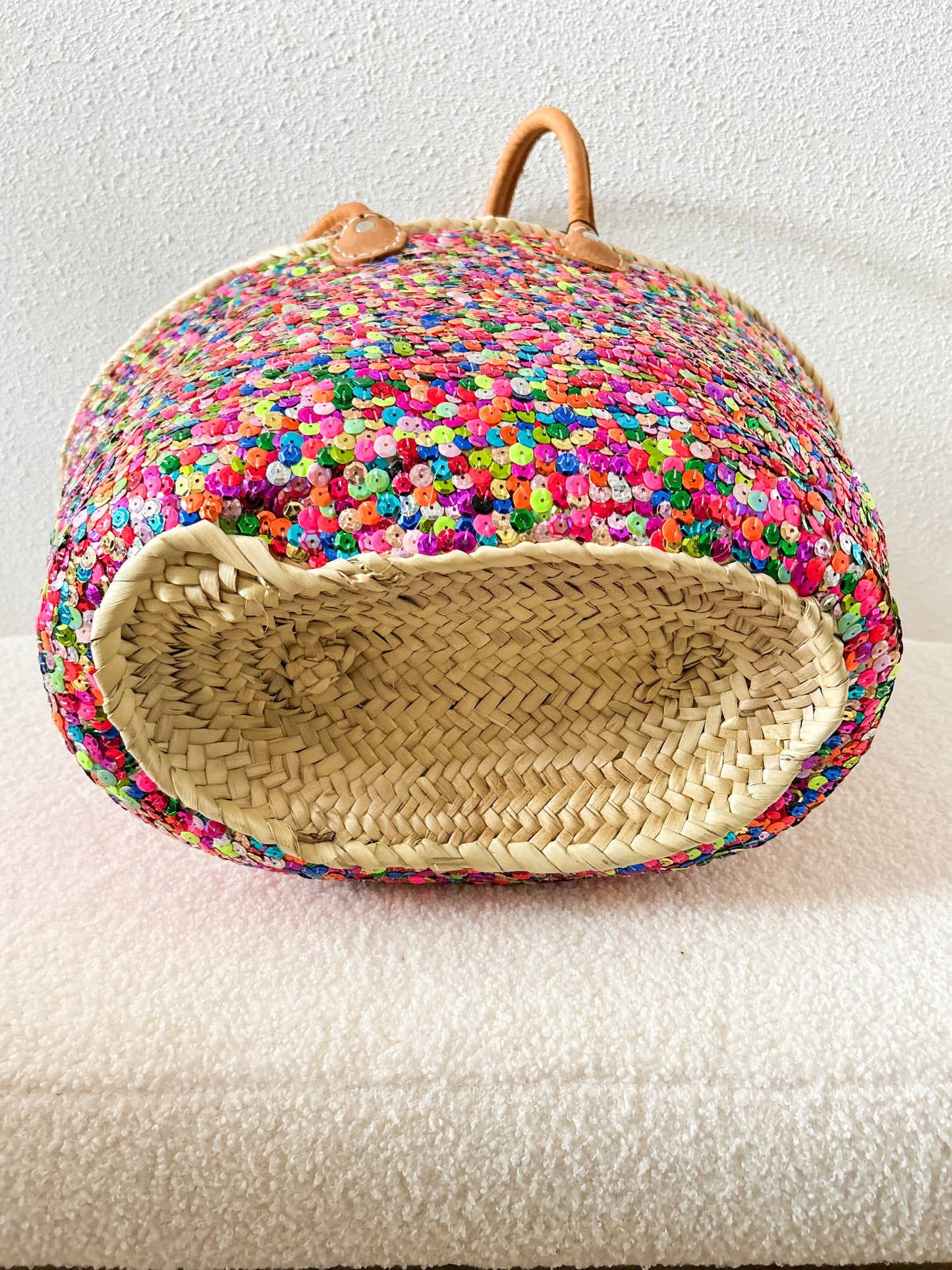 Neon-pink lovertjes strandtas