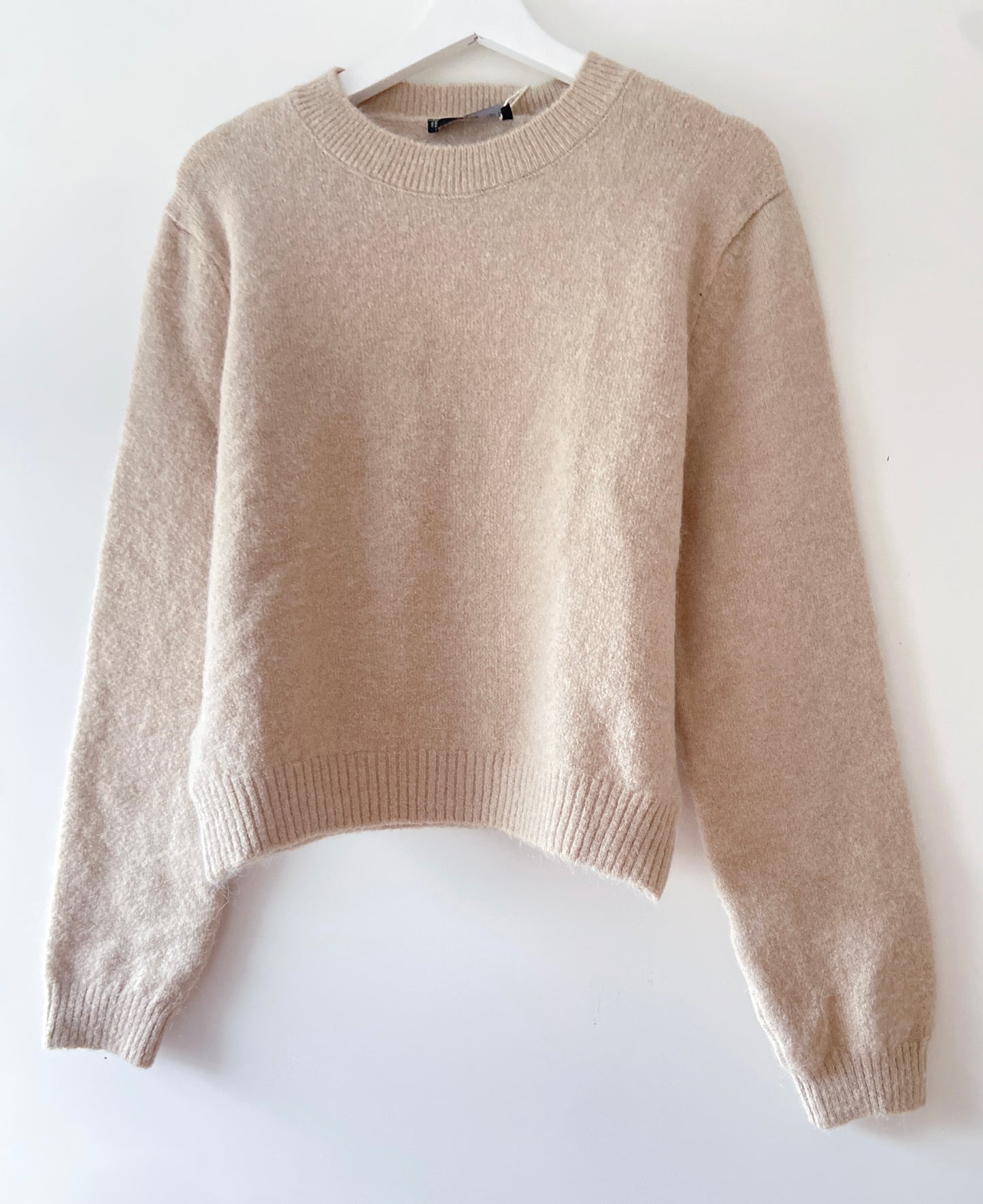 Pull en laine tricoté beige Mango