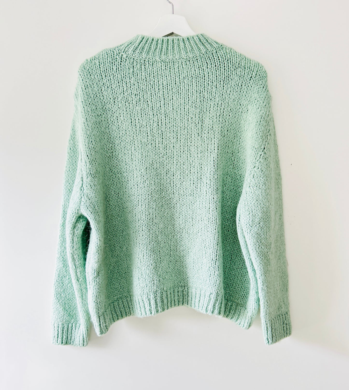 Mintgroene gebreide wollen trui Zara