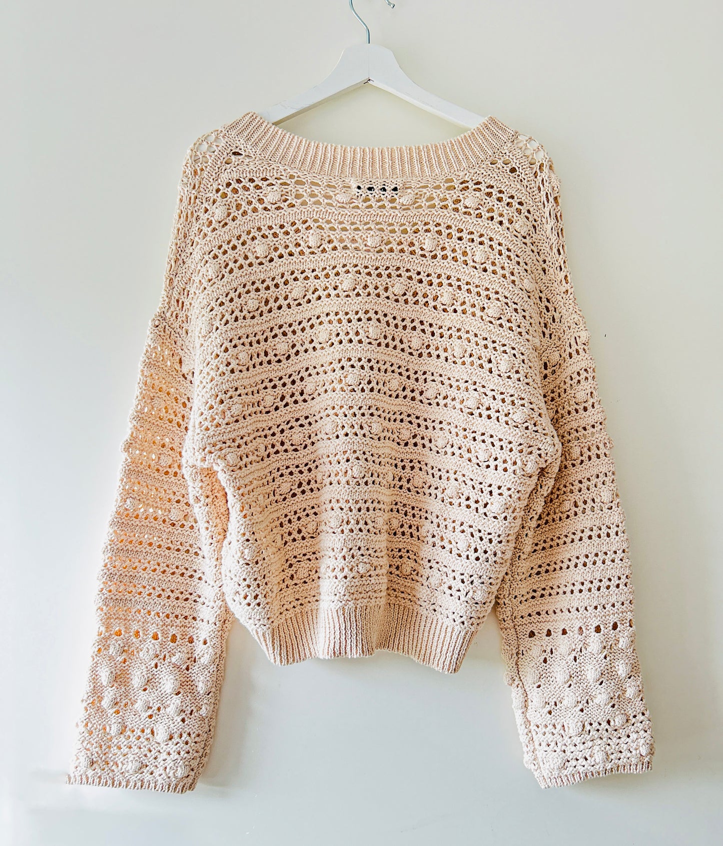 Ecru chunky crochet/knitted sweater Mango