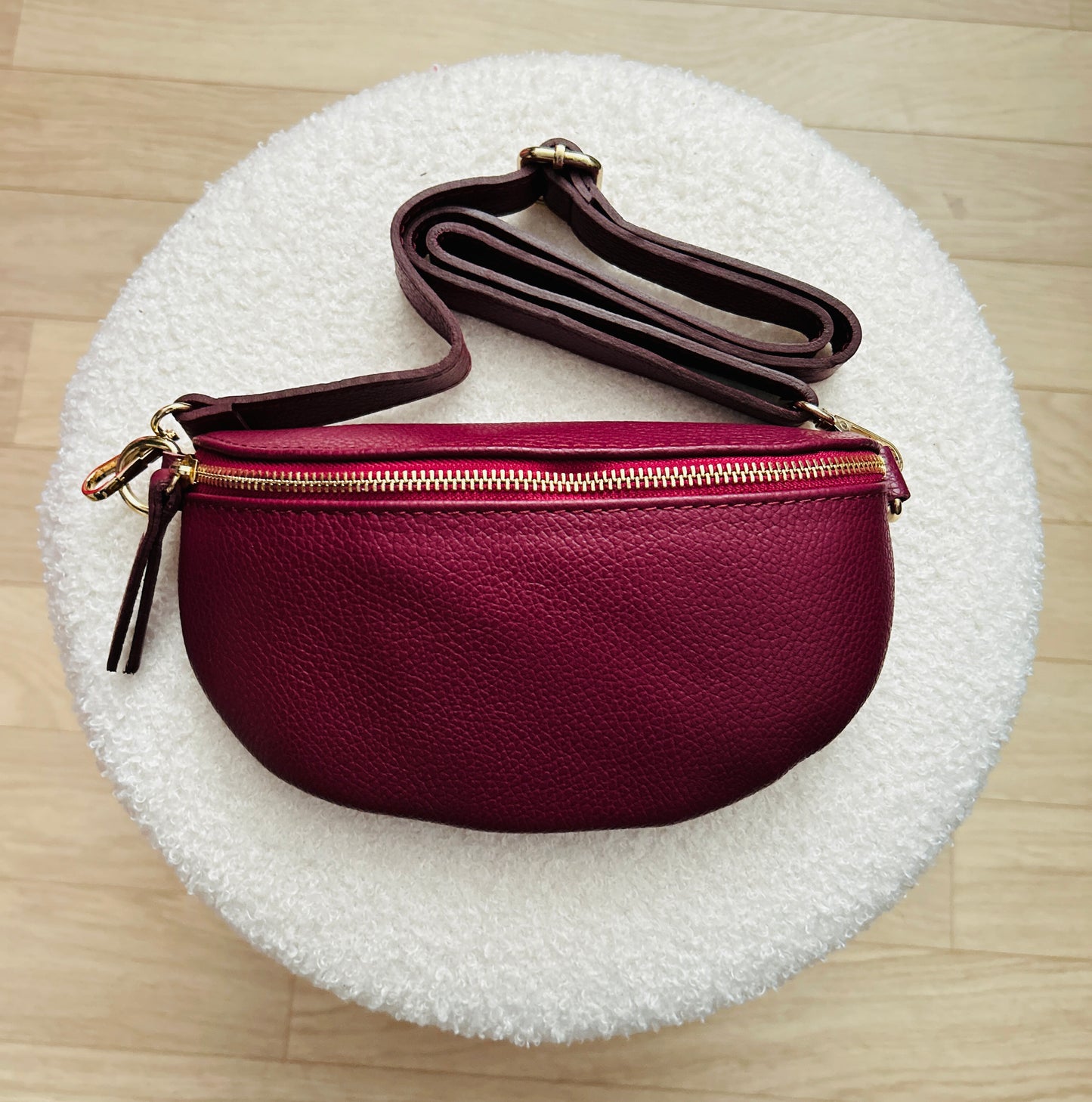 Leren schoudertas - Liora burgundy
