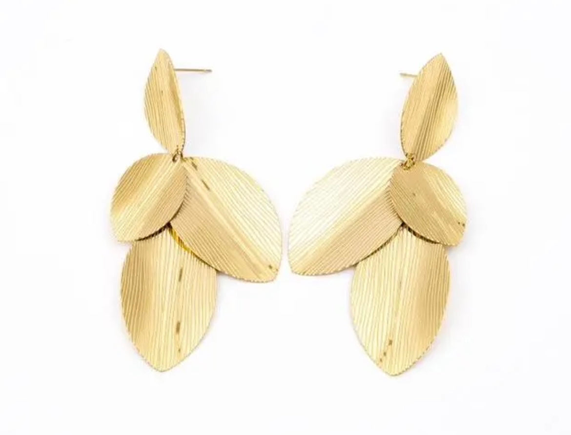 Stainless Steel Oorbellen - Leafes goud