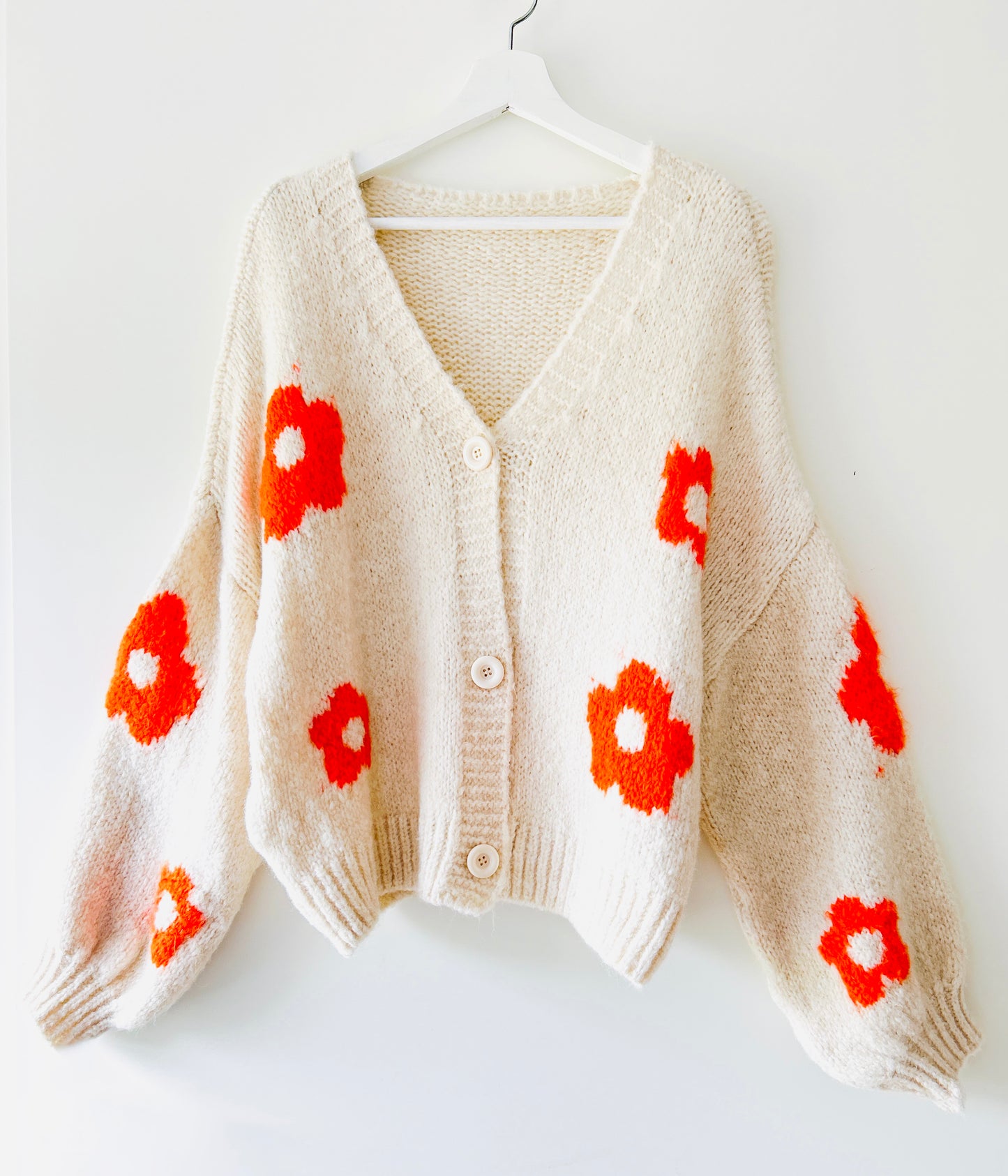 Knitted Vest - Flower orange