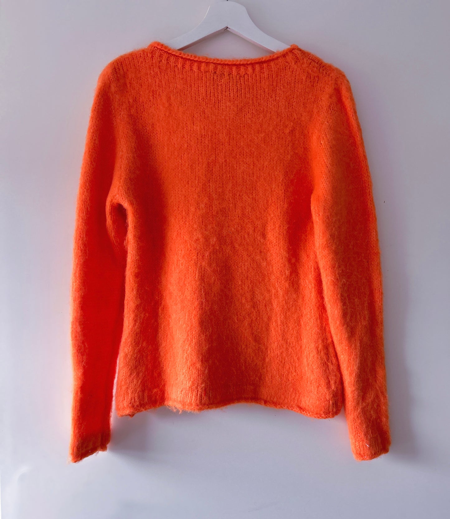 Neon orange jersey sweater round neck Zara