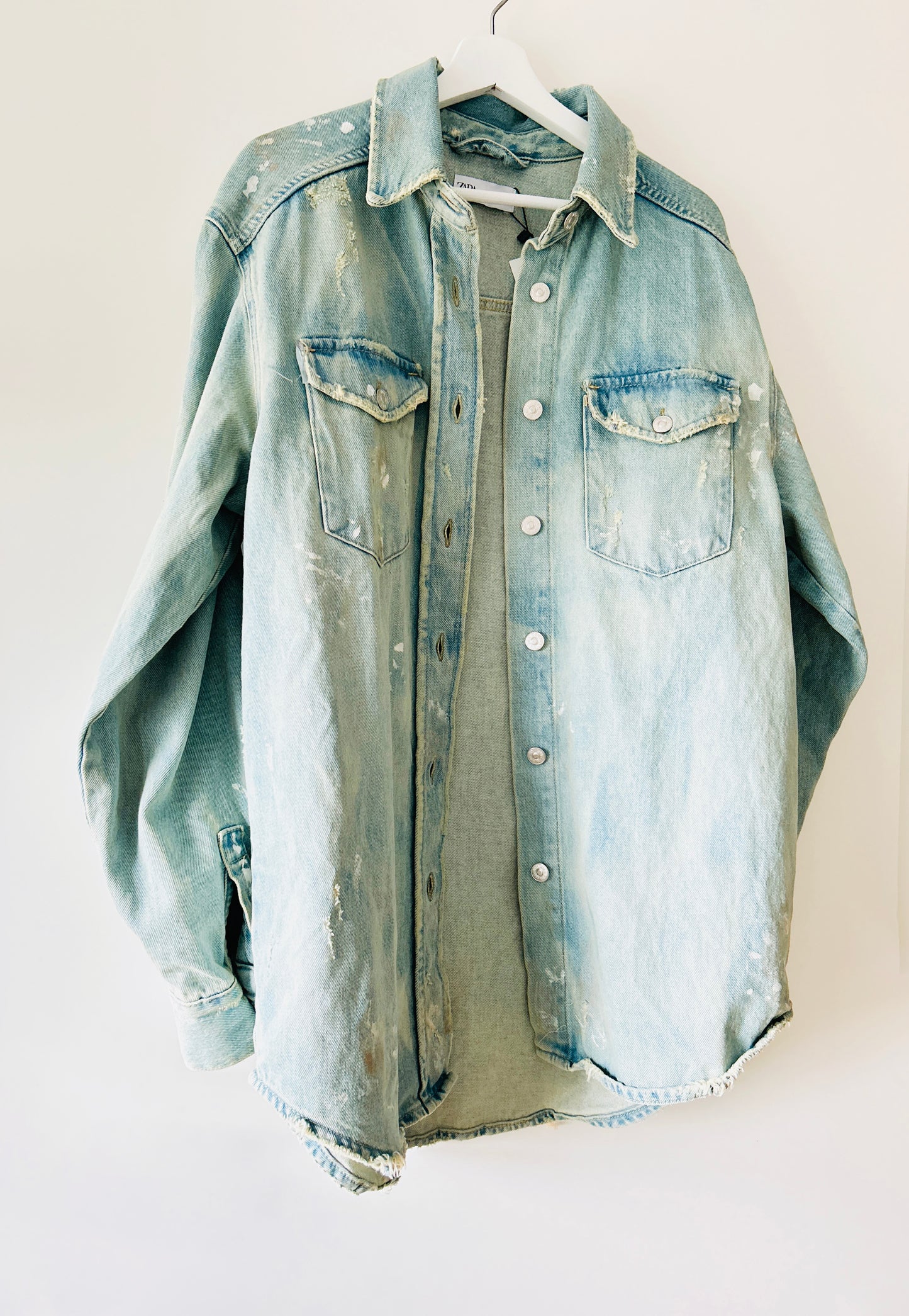 Denim long overshirt/shacket Zara
