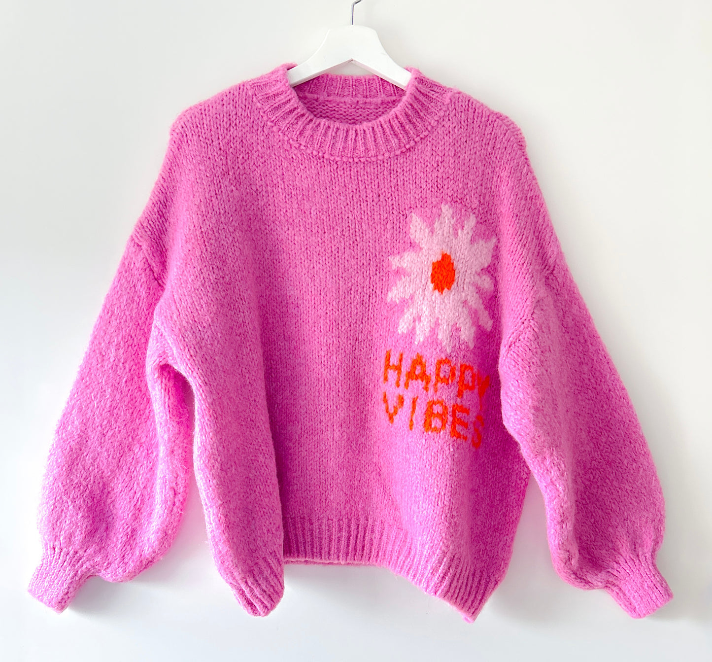 Trui - Happy Vibes roze