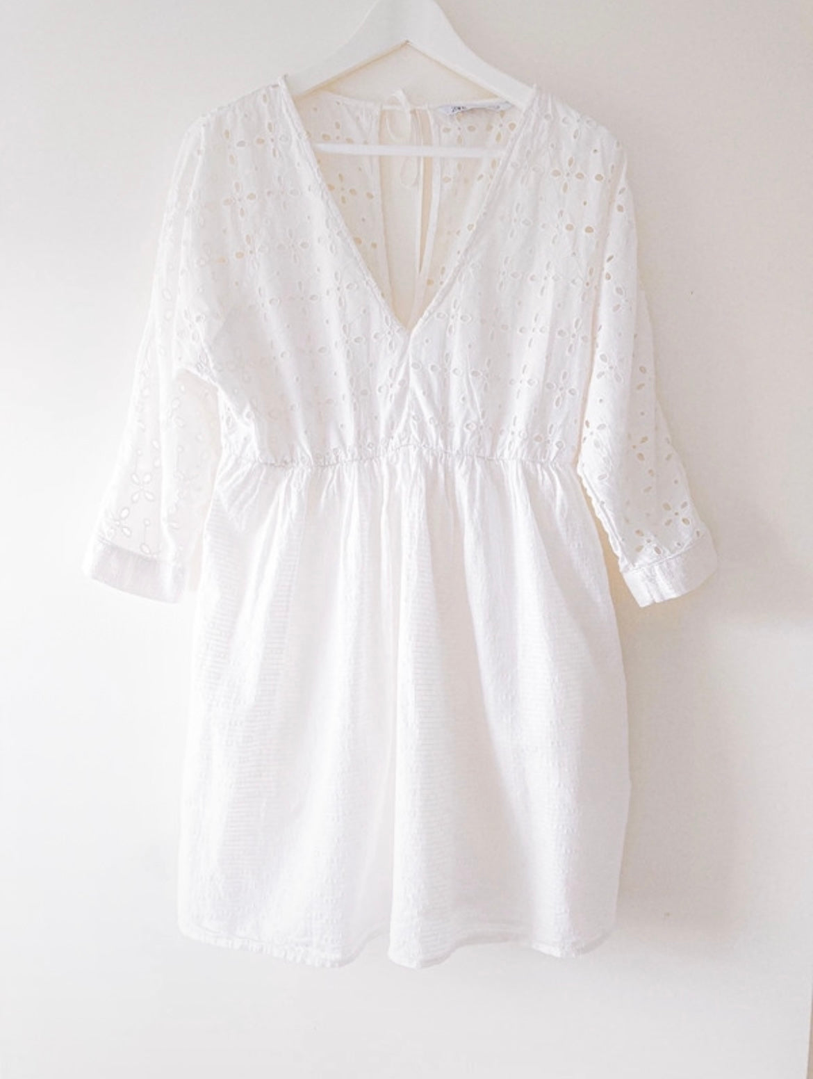 Zara White Embroidered Mini Dress