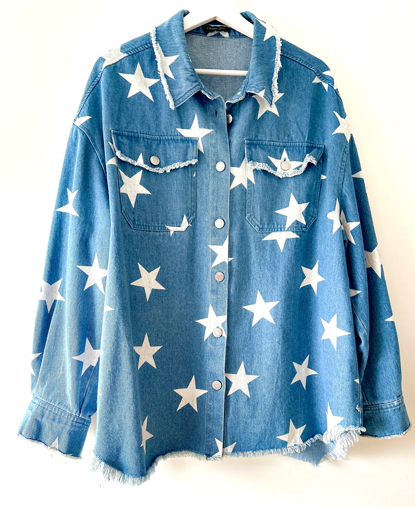 Denim overshirt/shacket with stars