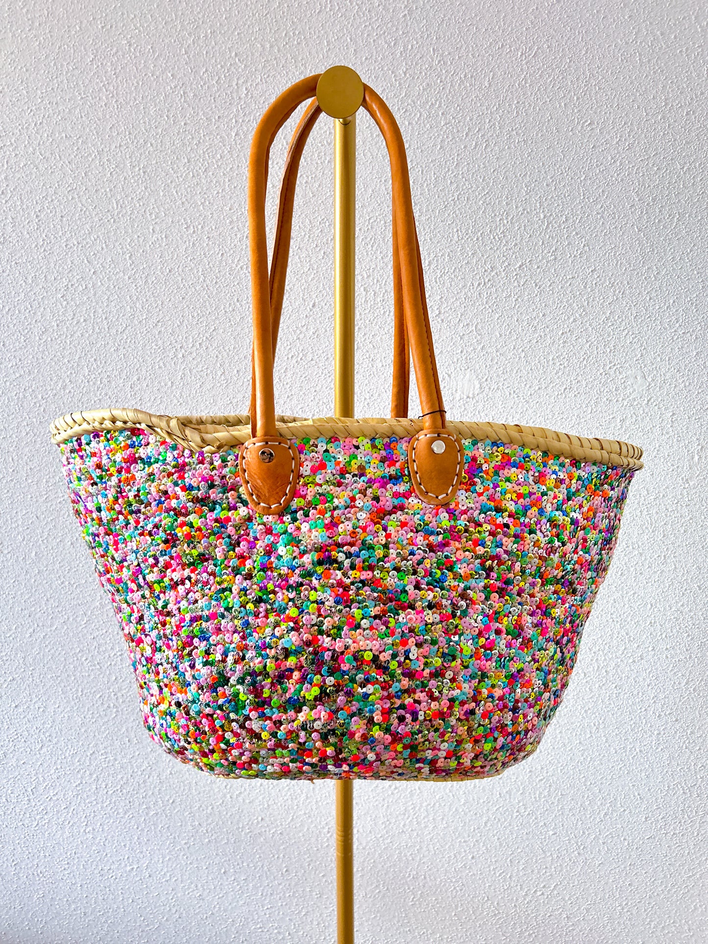 Neon-lime lovertjes strandtas
