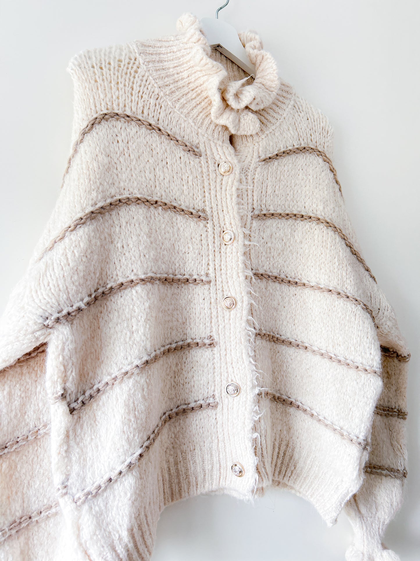 Vest - Ruffle chique beige streep