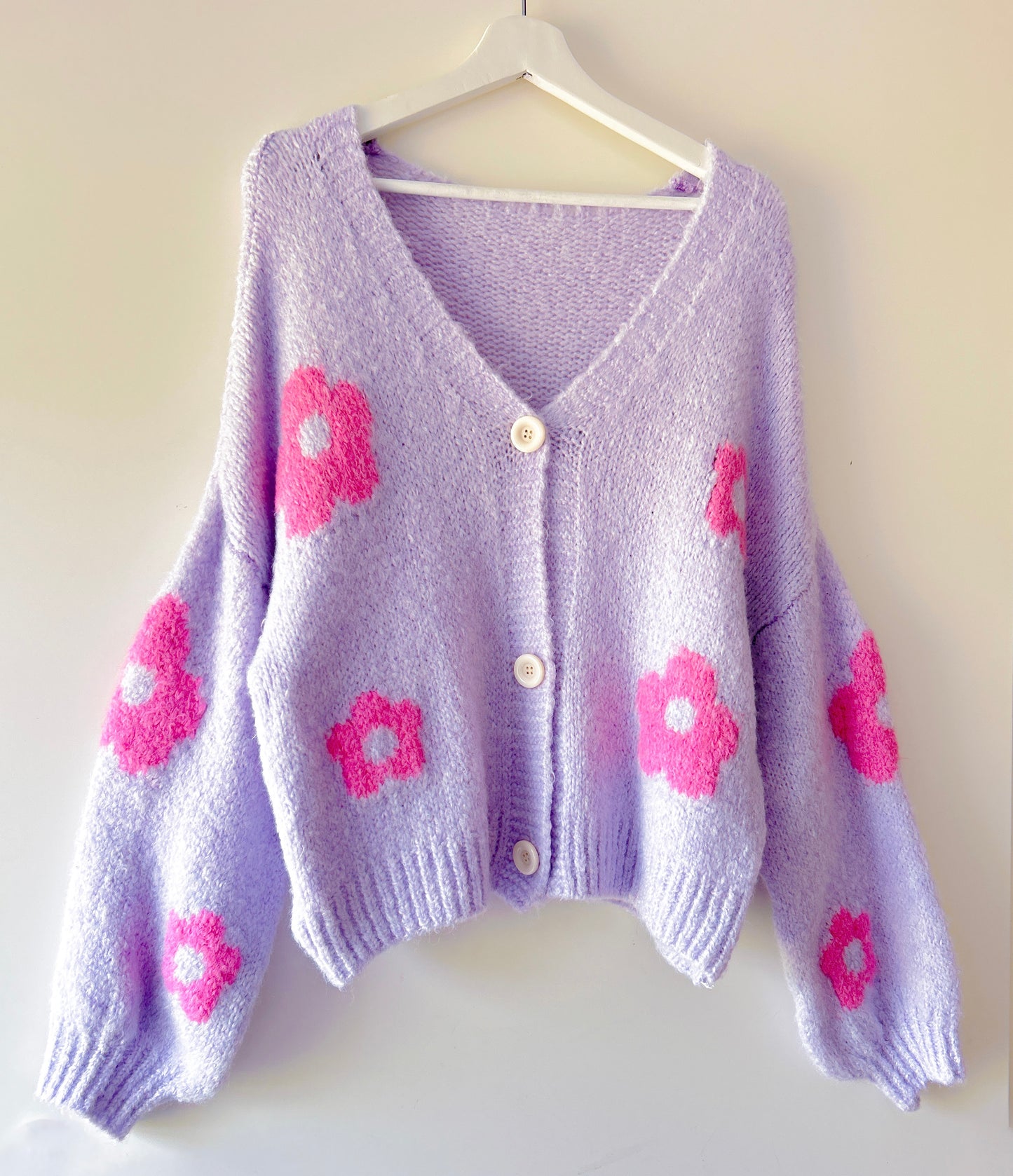 Knitted Vest - Flower Pink