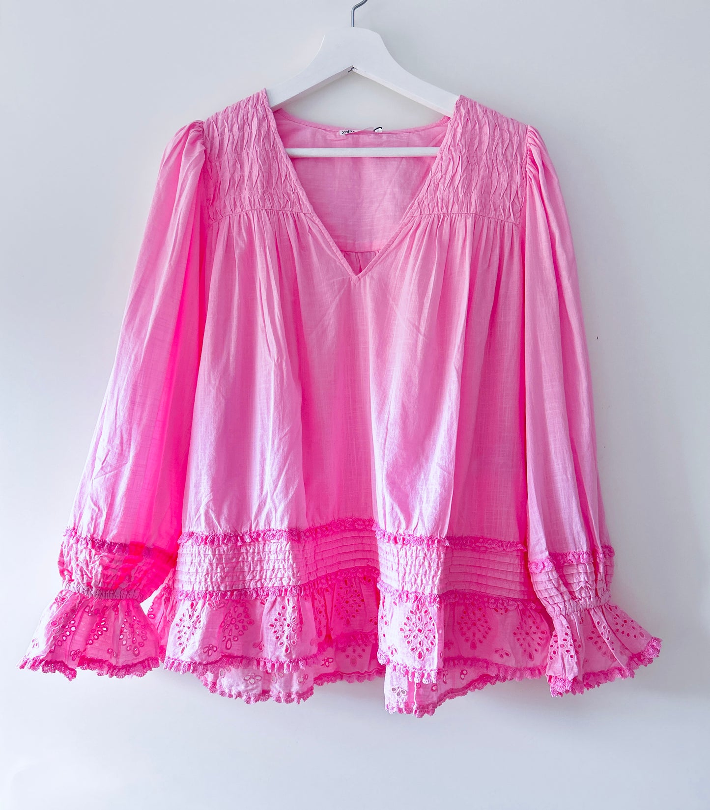 Roze geborduurde blouse Zara