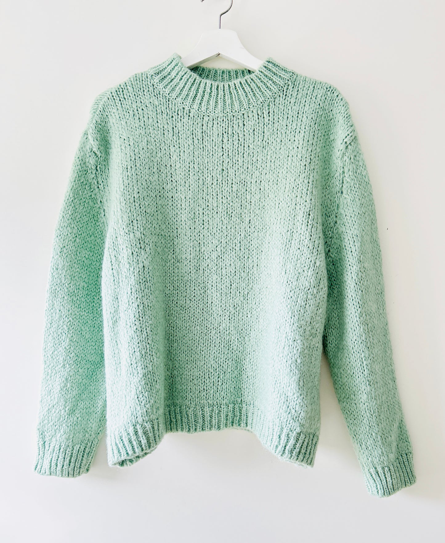 Mintgroene gebreide wollen trui Zara