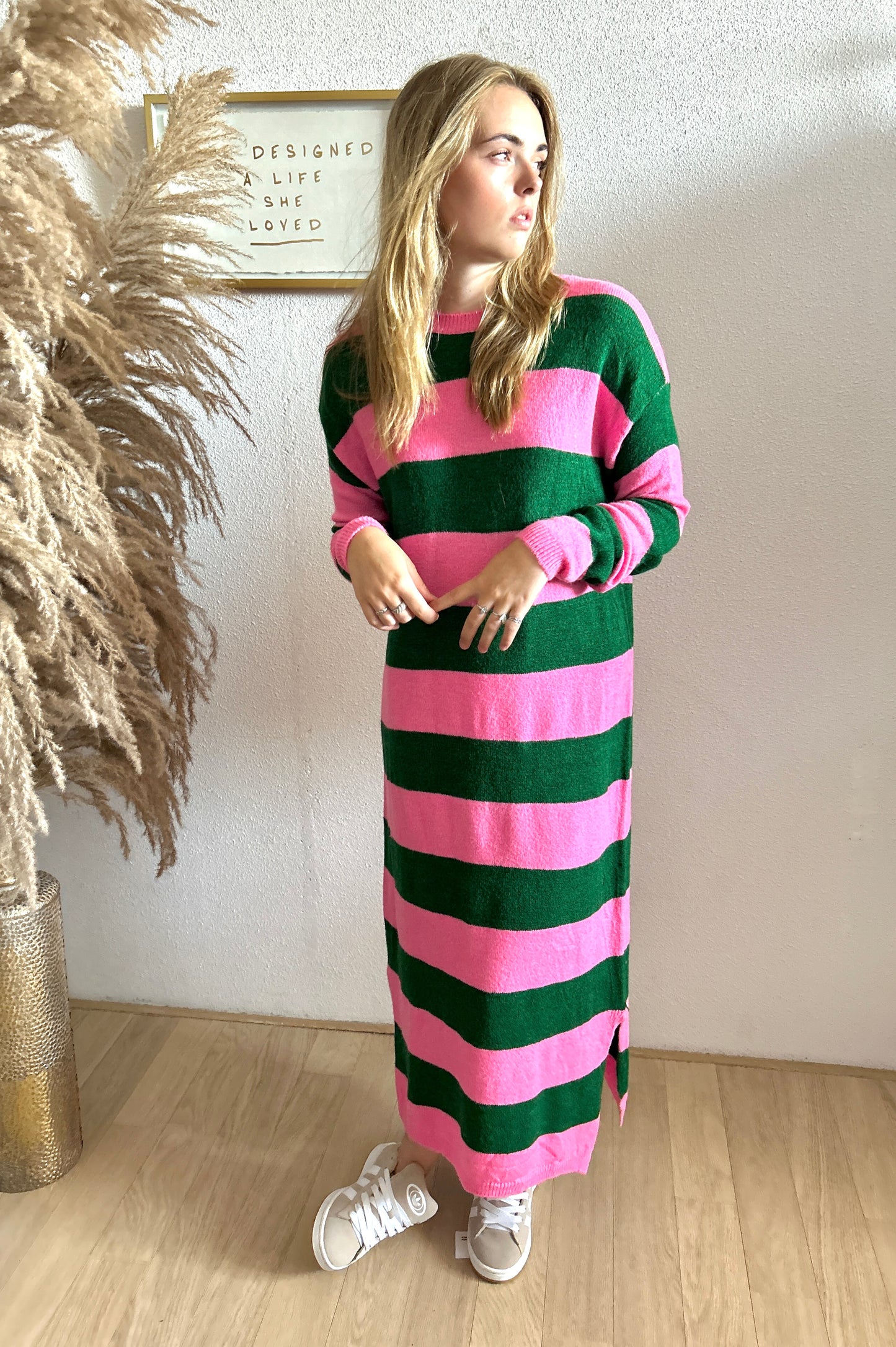 Gebreide Jurk - Lisanne Groen/Roze
