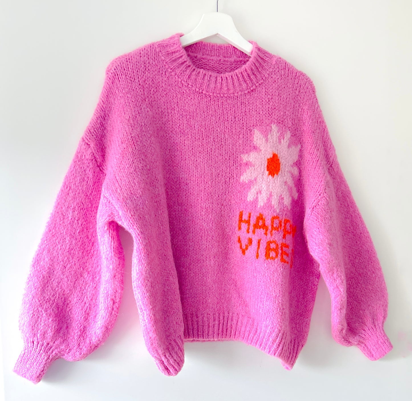 Trui - Happy Vibes roze