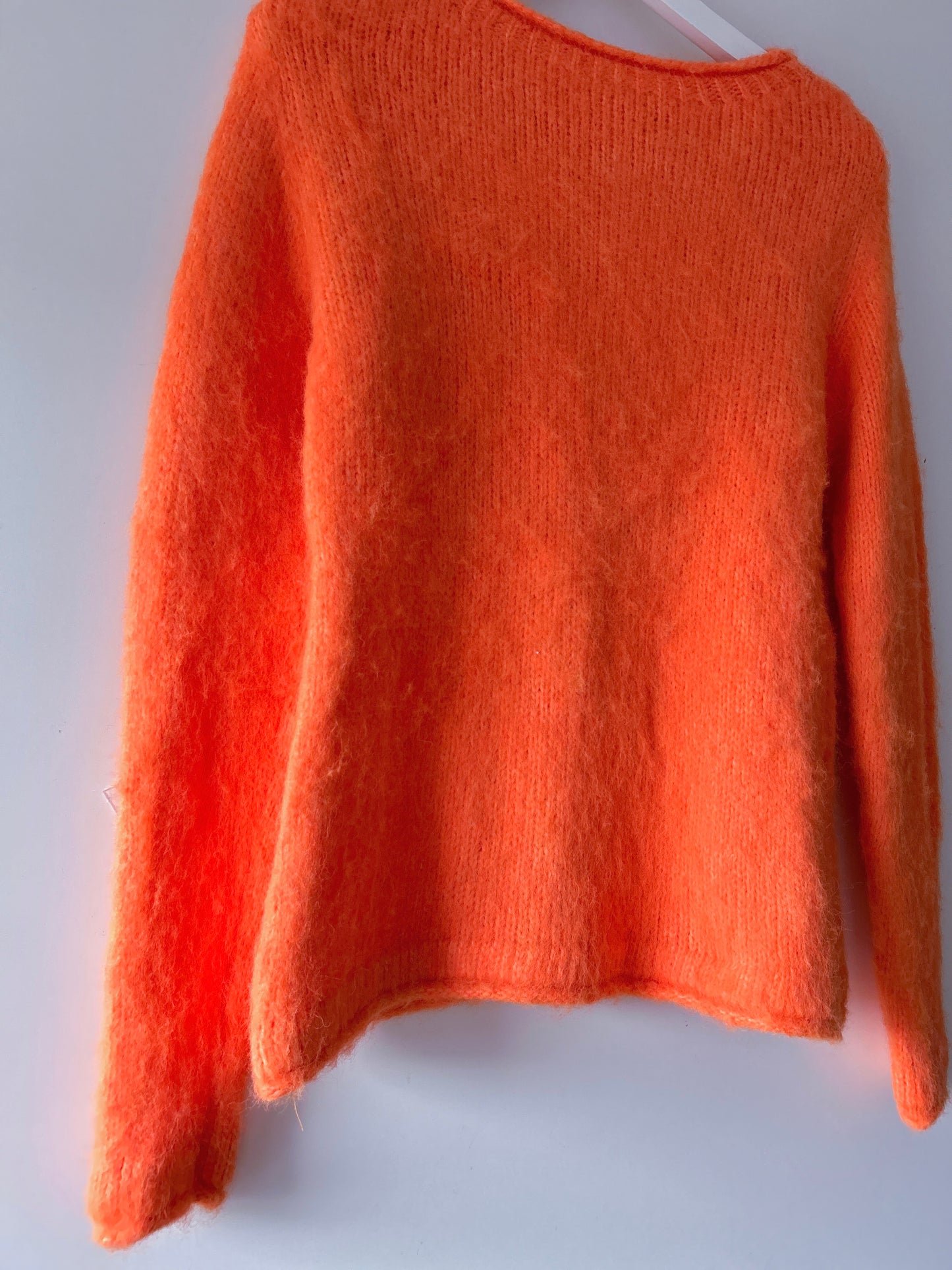 Neon orange jersey sweater round neck Zara