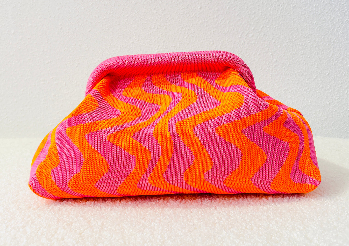 Roze/oranje gebreide toilettas