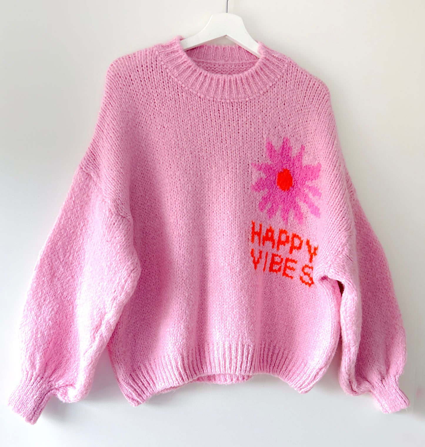 Trui - Happy Vibes lichtroze