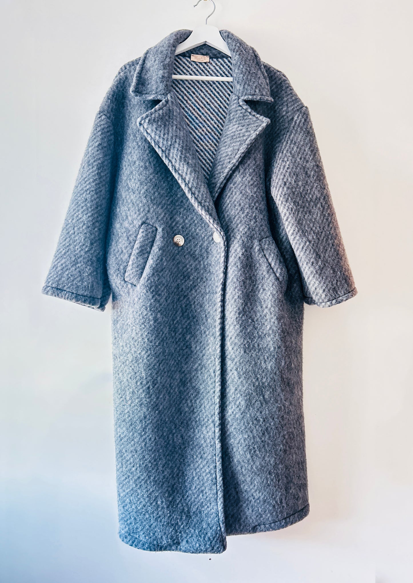 Manteau long en laine rayée - Liora Grey