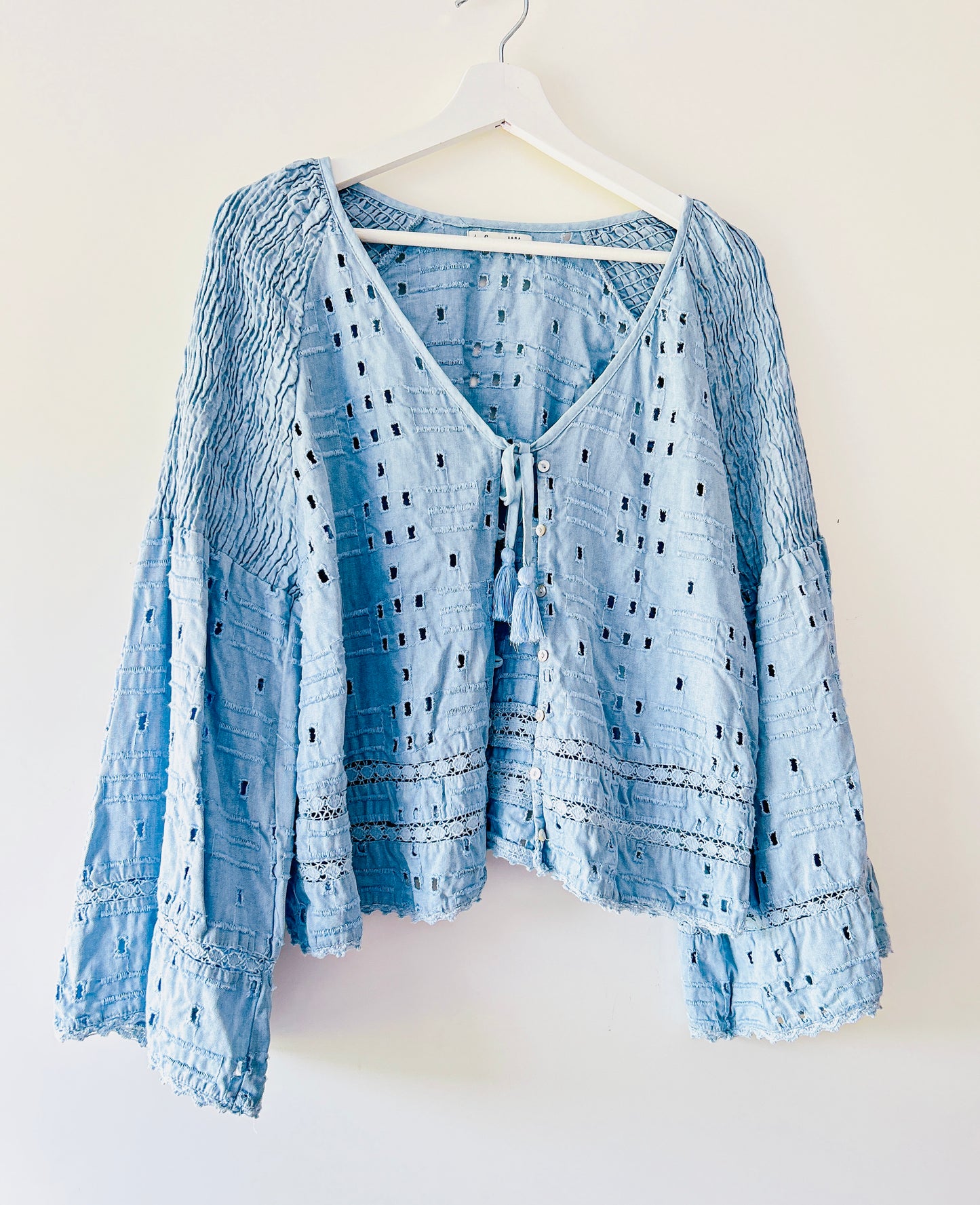 Gilet en coton bleu clair Zara