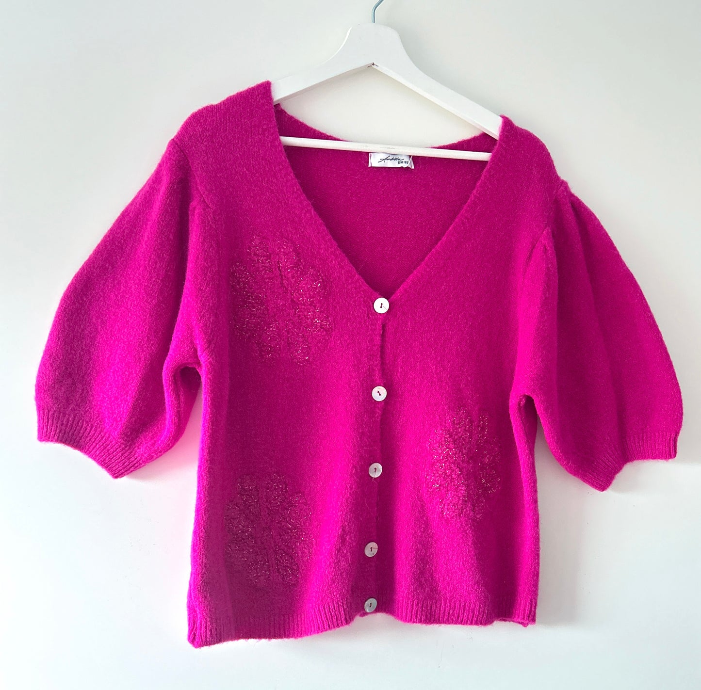 Knitted vest - Dina fuchsia/gold
