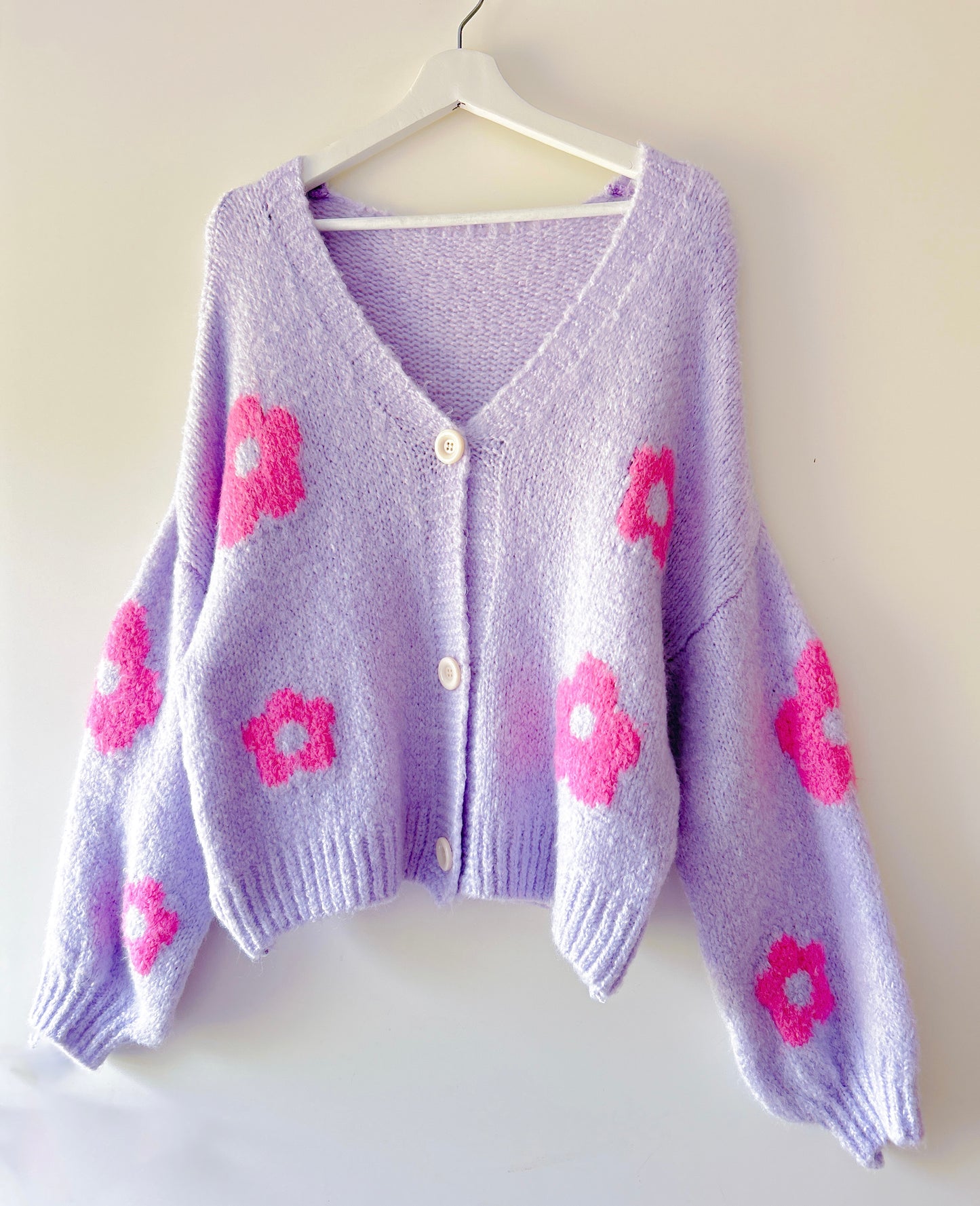 Knitted Vest - Flower Pink