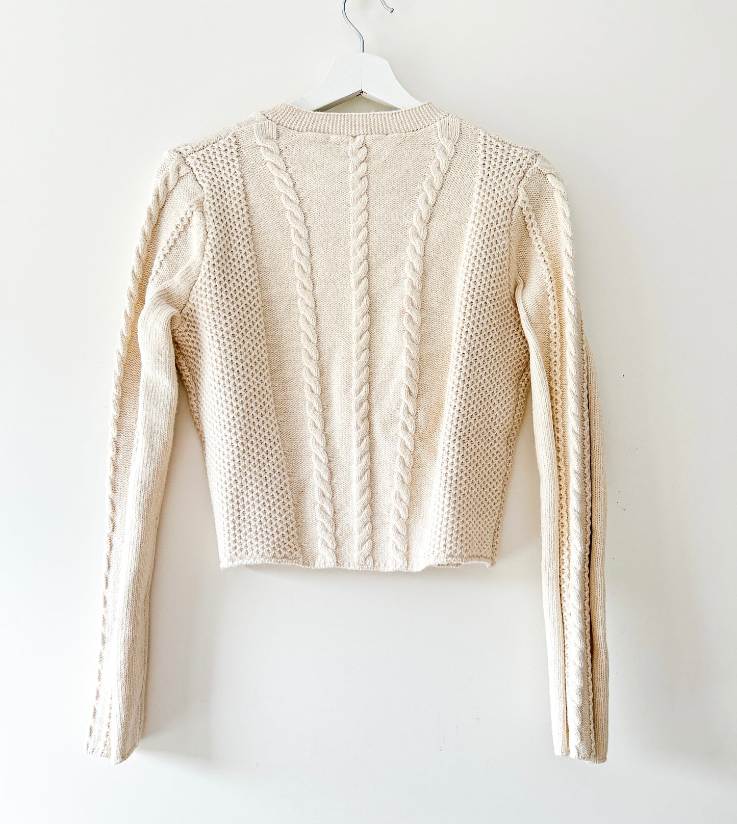Cream knitted cable cardigan Mango