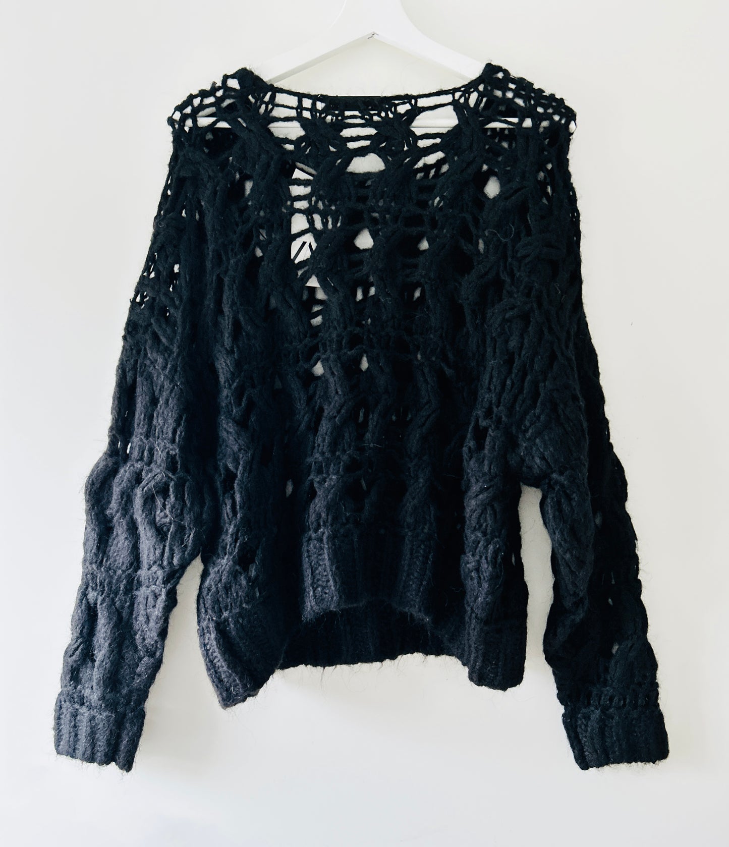 Black chunky knitted wool sweater Zara