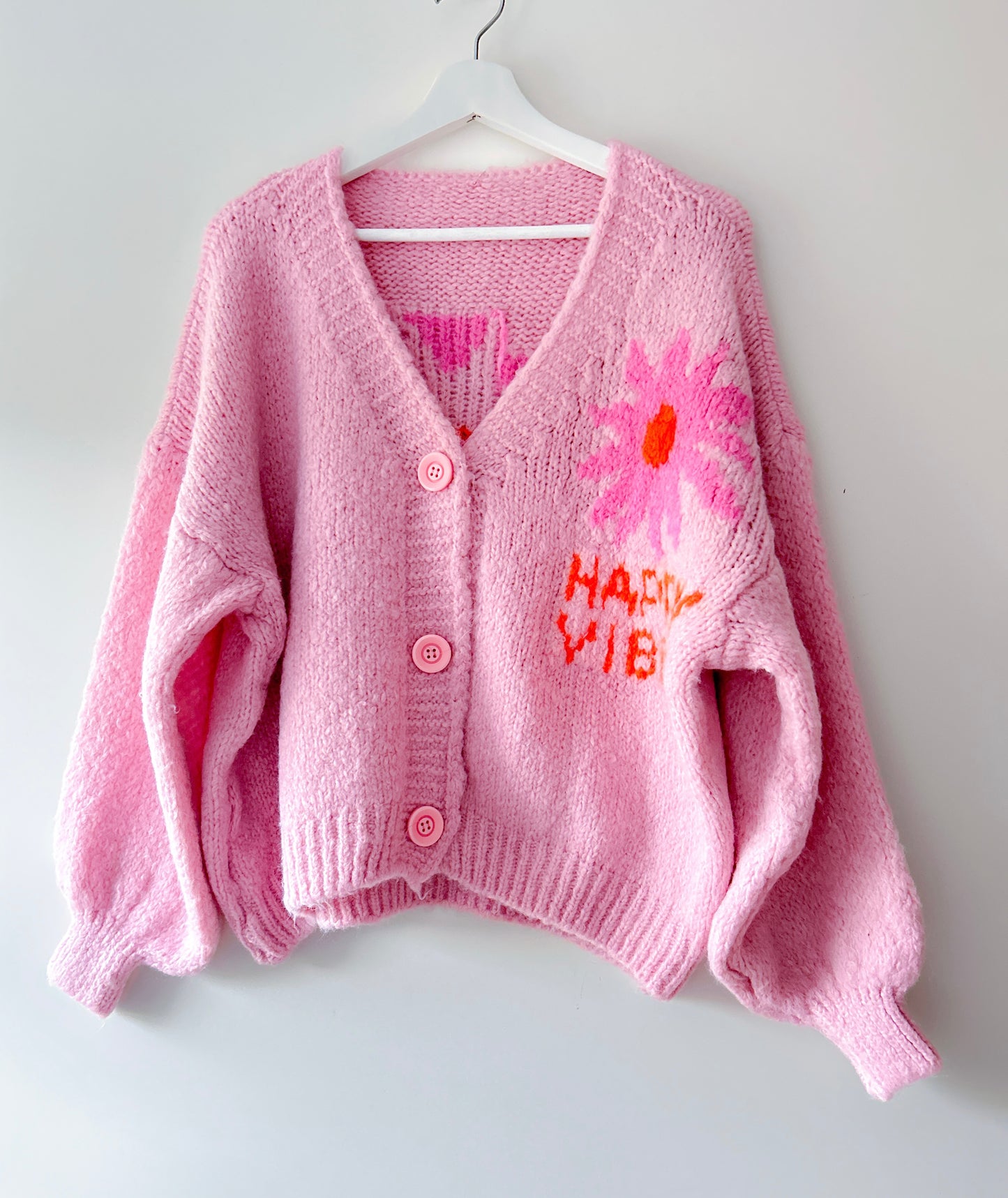 Vest - Happy vibes lichtroze