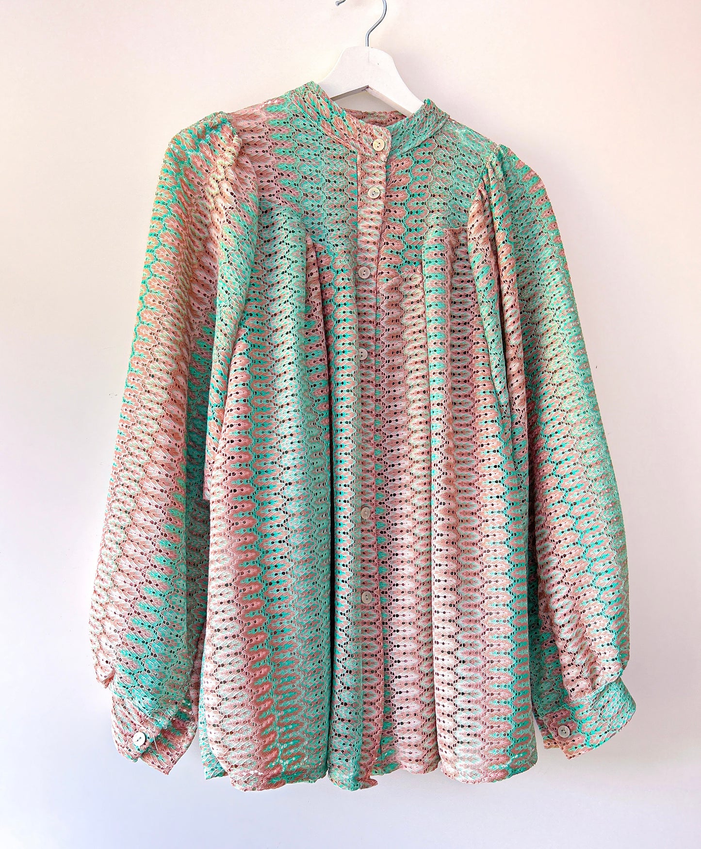 Blouse - Hailey mintgroen/roze