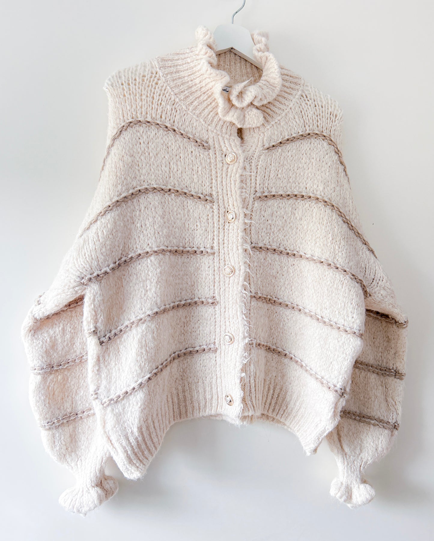 Vest - Ruffle chique beige streep