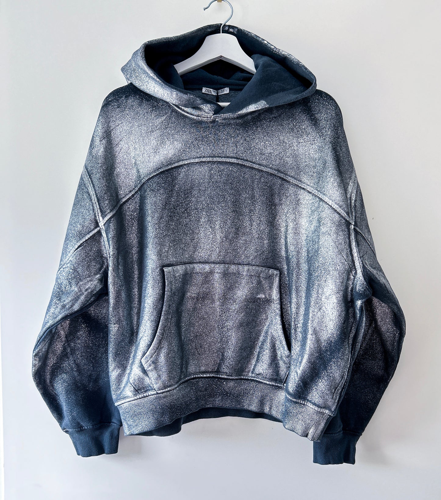 Metallic zwart/grijze hoodie Zara