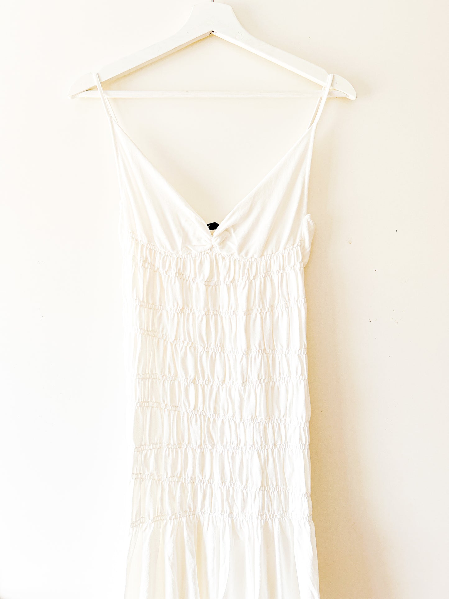 Robe longue blanche extensible à côtes Zara